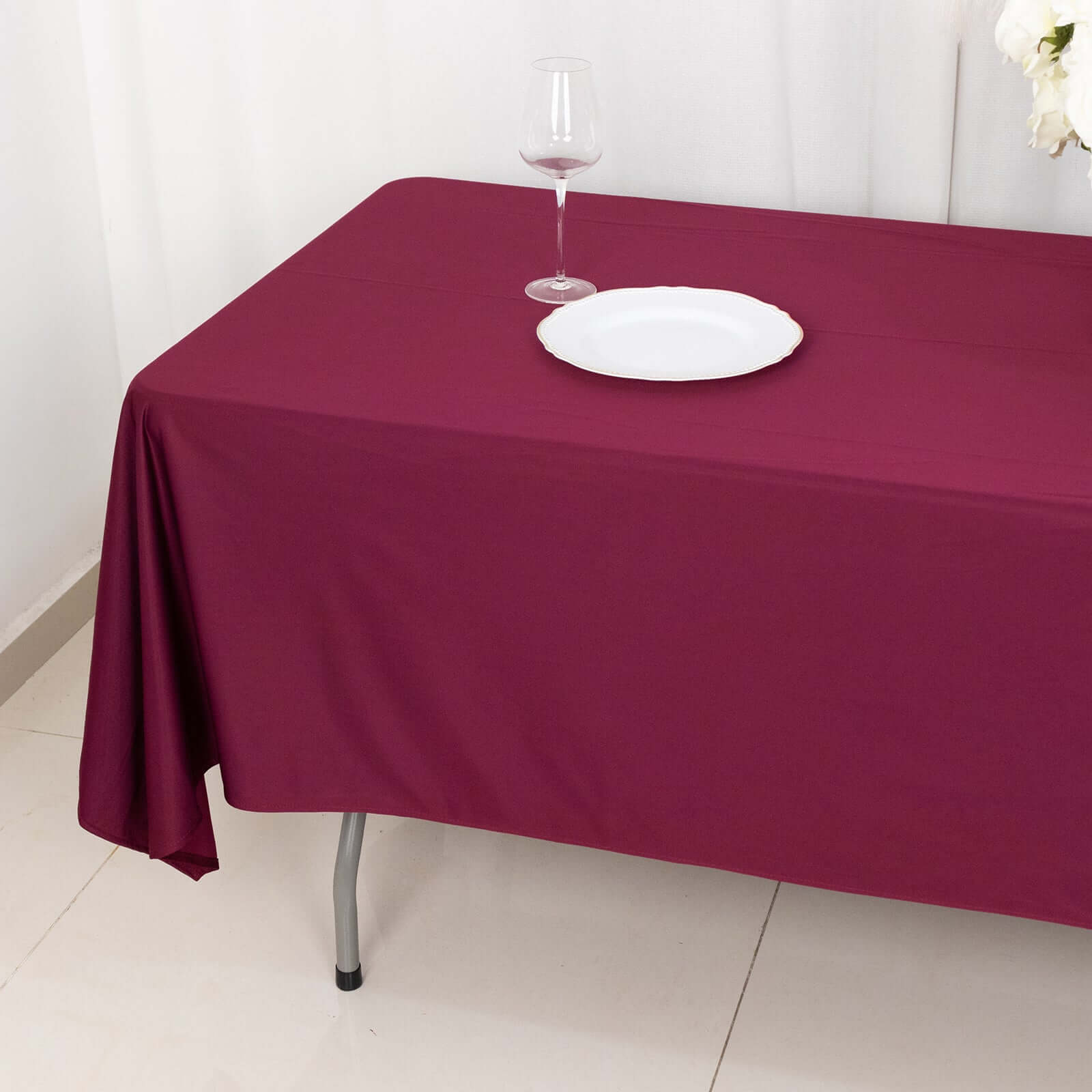 Premium Scuba Rectangular 60x102 Tablecloth Burgundy - Wrinkle Free & Stain Resistant Table Cover