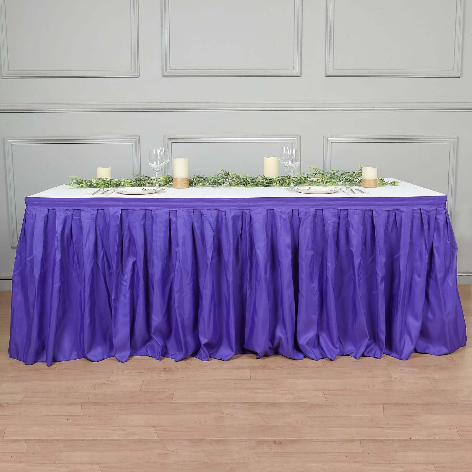 Polyester 21ft Table Skirt Purple - Classic Pleated Design