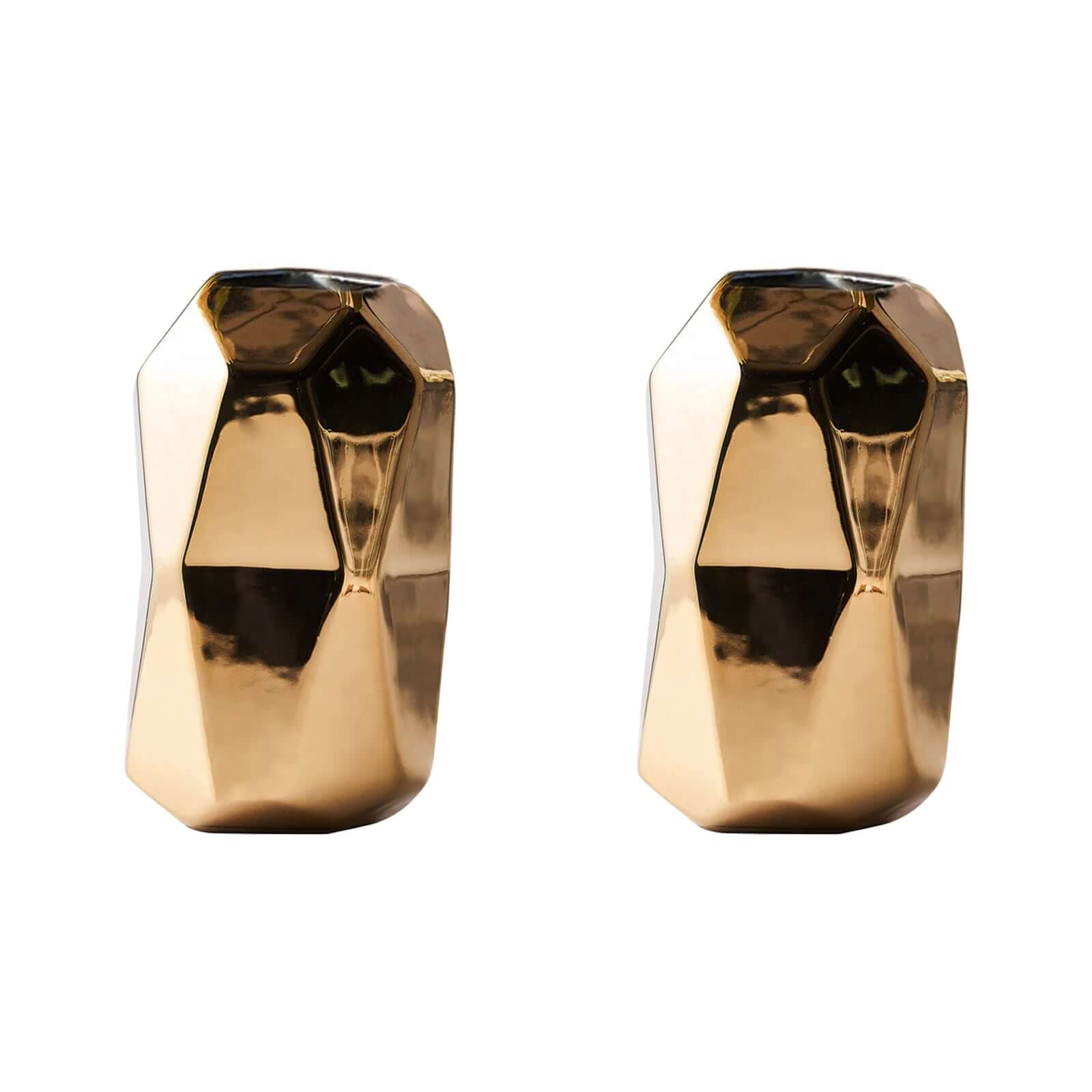 2-Pack Ceramic Cylinder Vases Metallic Gold Geometric - Stylish Modern Decor for Floral Arrangements 6