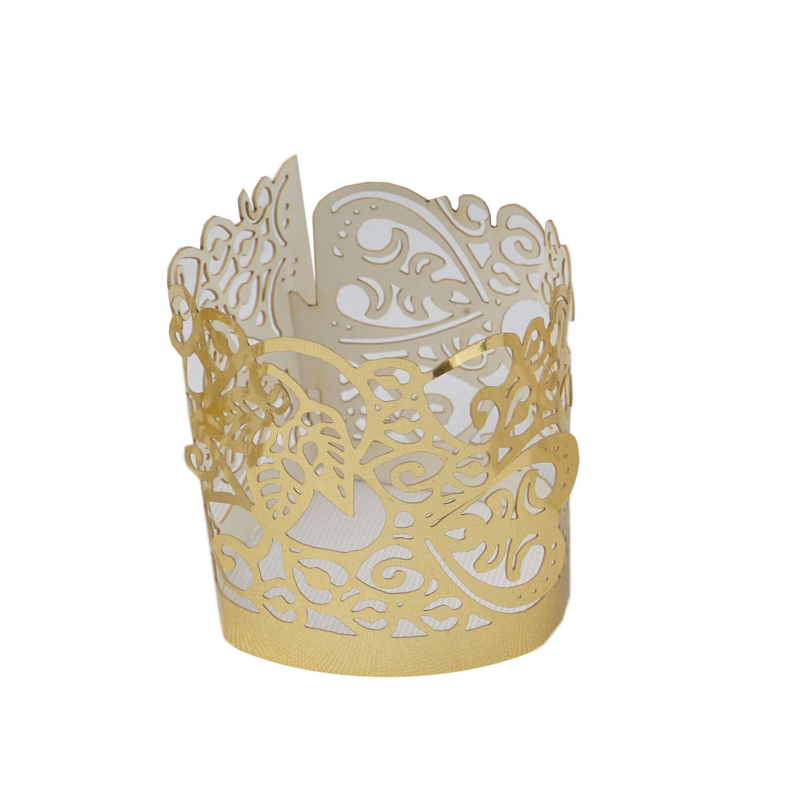 20-Pack Paper Candle Holder Wraps Floral Lace Design Gold Foil - Votive Tealight Decorative Wraps