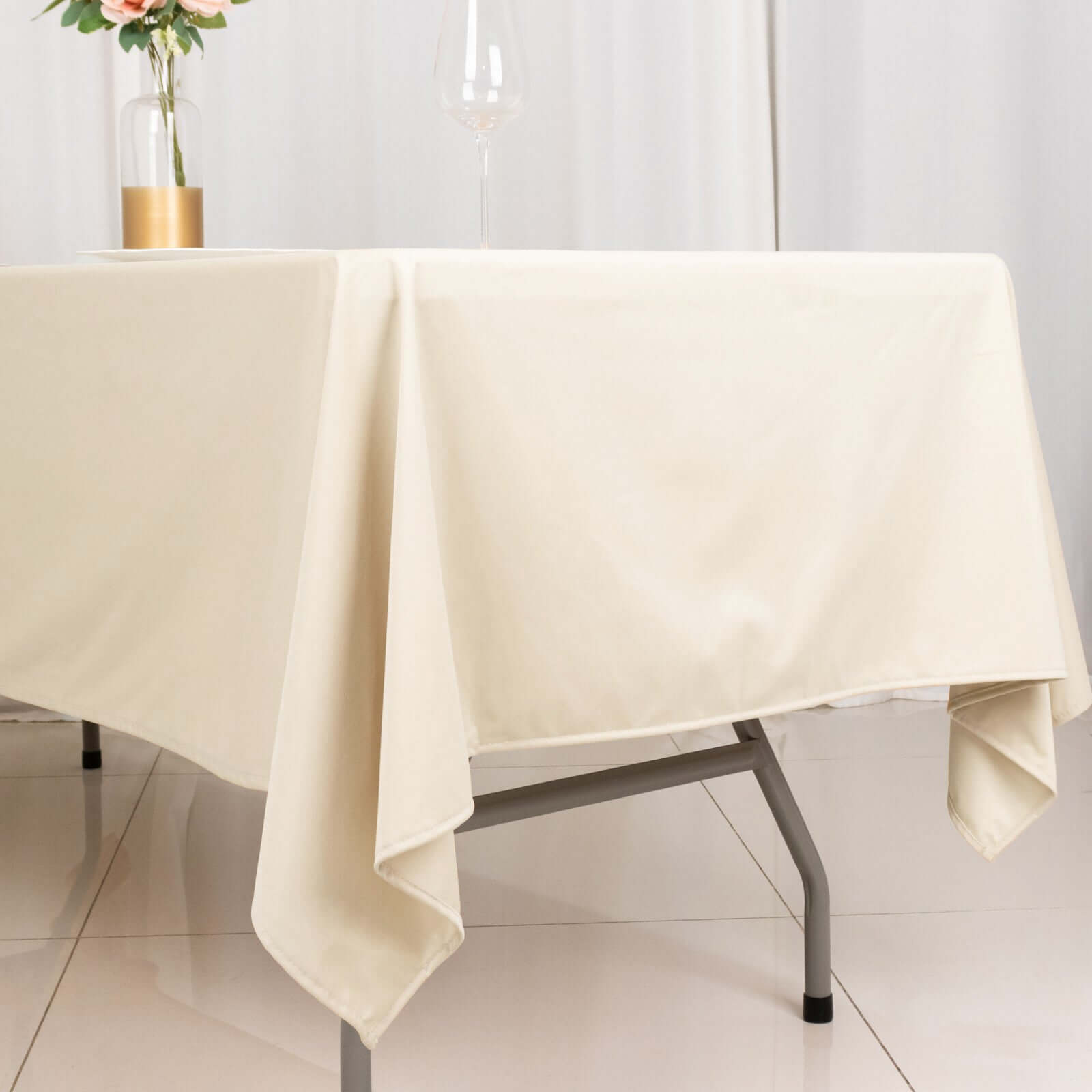 Premium Scuba Rectangular 60x102 Tablecloth Beige - Wrinkle Free & Stain Resistant Table Cover