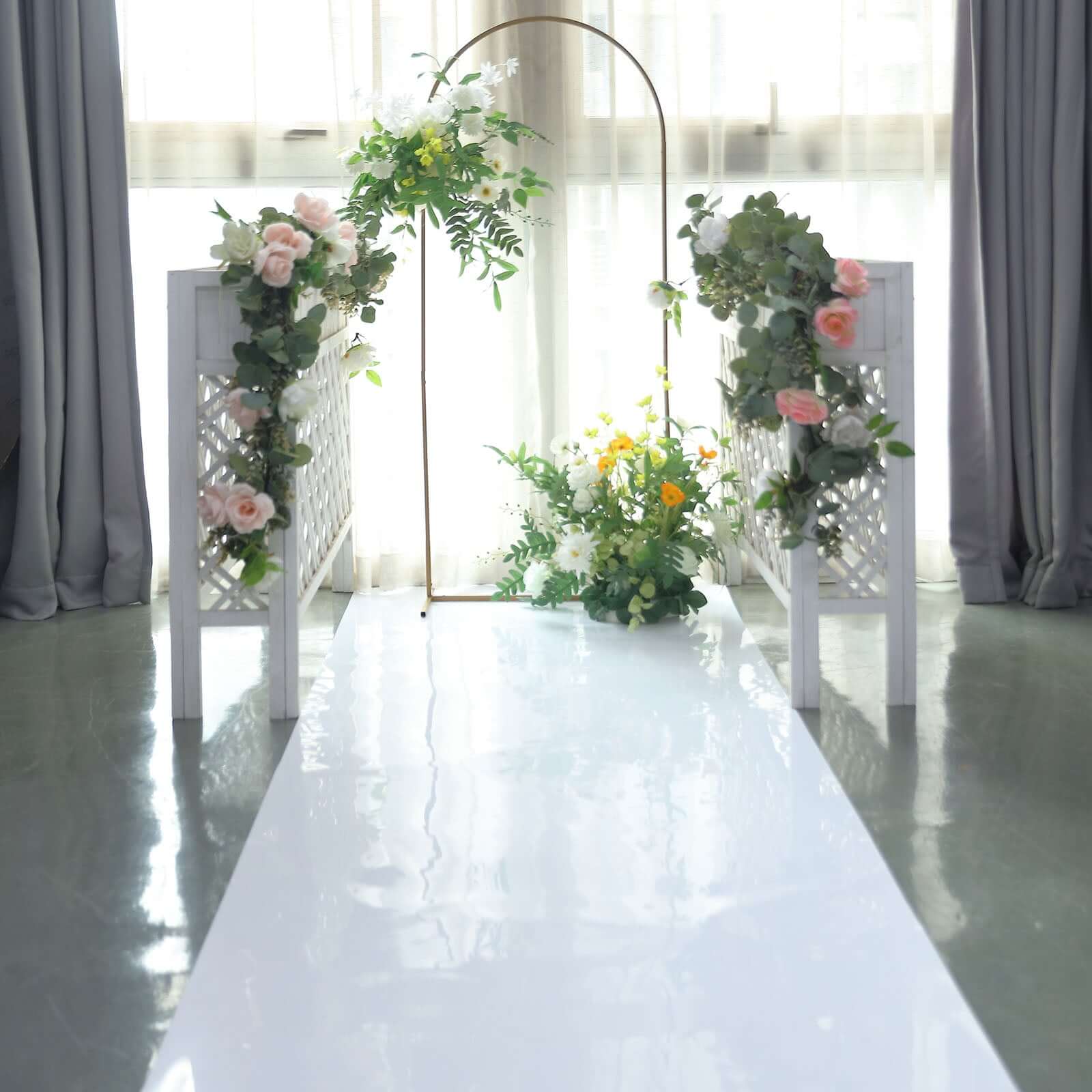 3ftx65ft White Glossy Mirrored Wedding Aisle Runner, Non-Woven Red Carpet Runner - Prom, Hollywood, Glam Parties