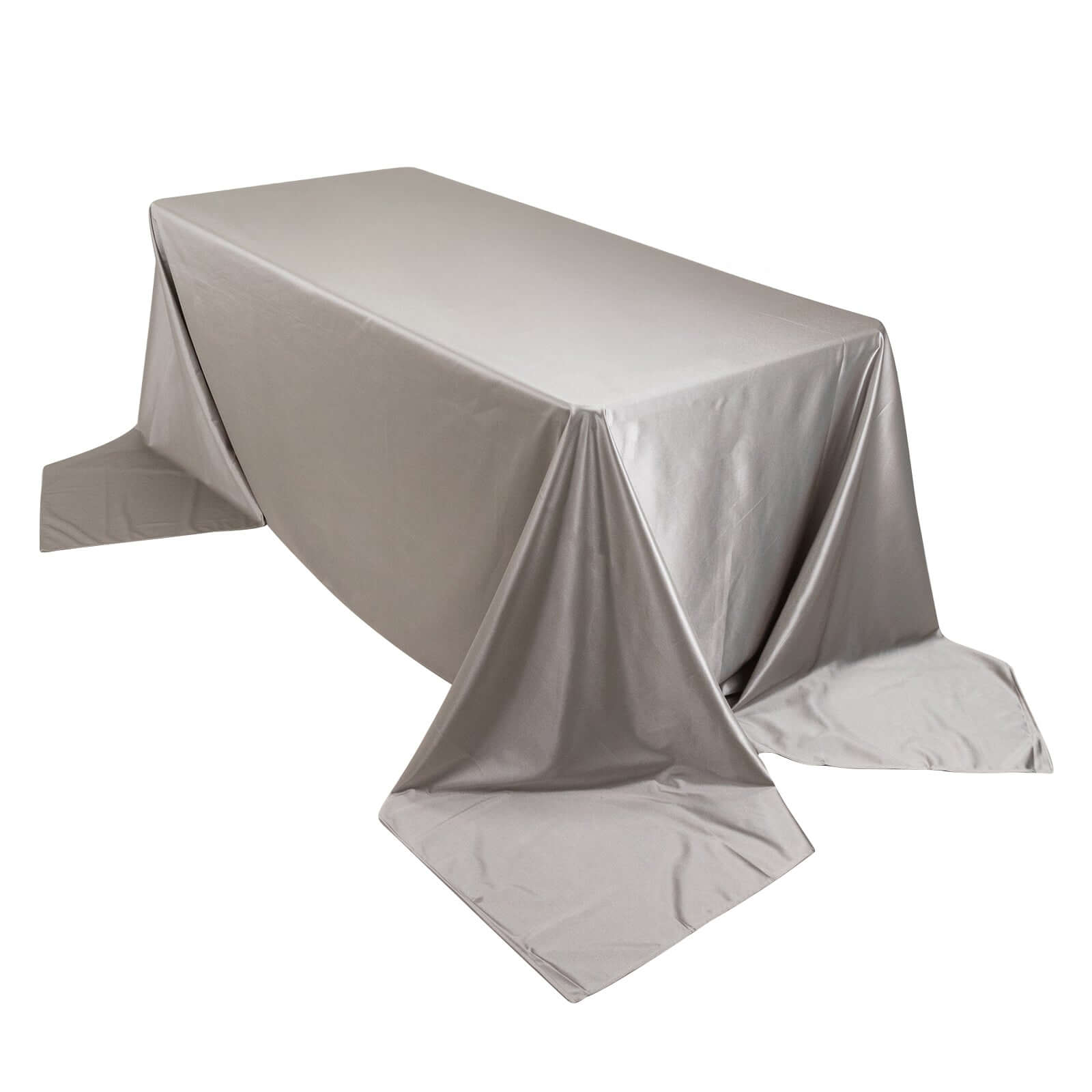 Premium Scuba Rectangular 90x156 Tablecloth Shimmering Silver - Wrinkle Free & Stain Resistant Seamless Table Cover