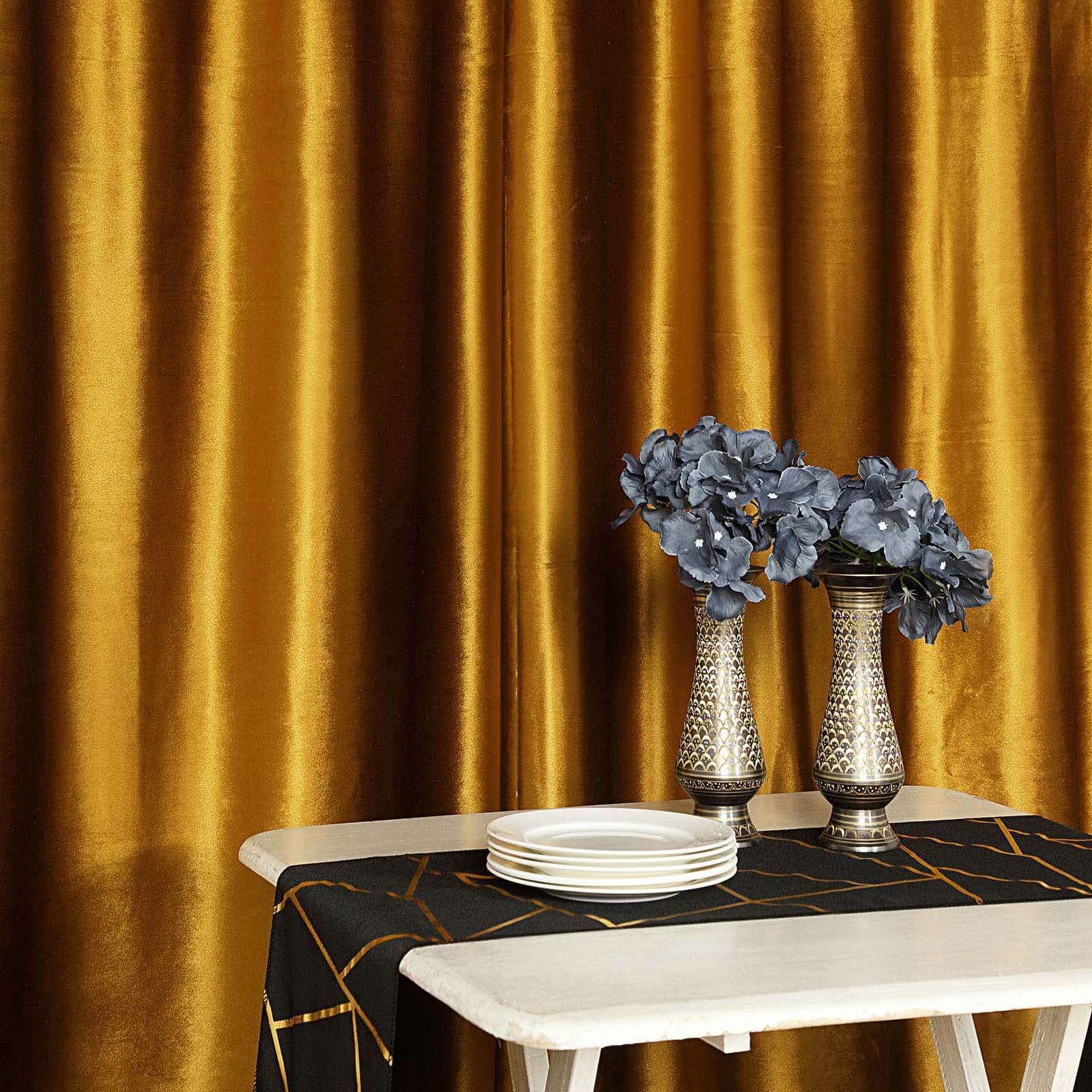 8ftx8ft Gold Premium Smooth Velvet Event Curtain Drapes, Privacy Backdrop Event Panel with Rod Pocket