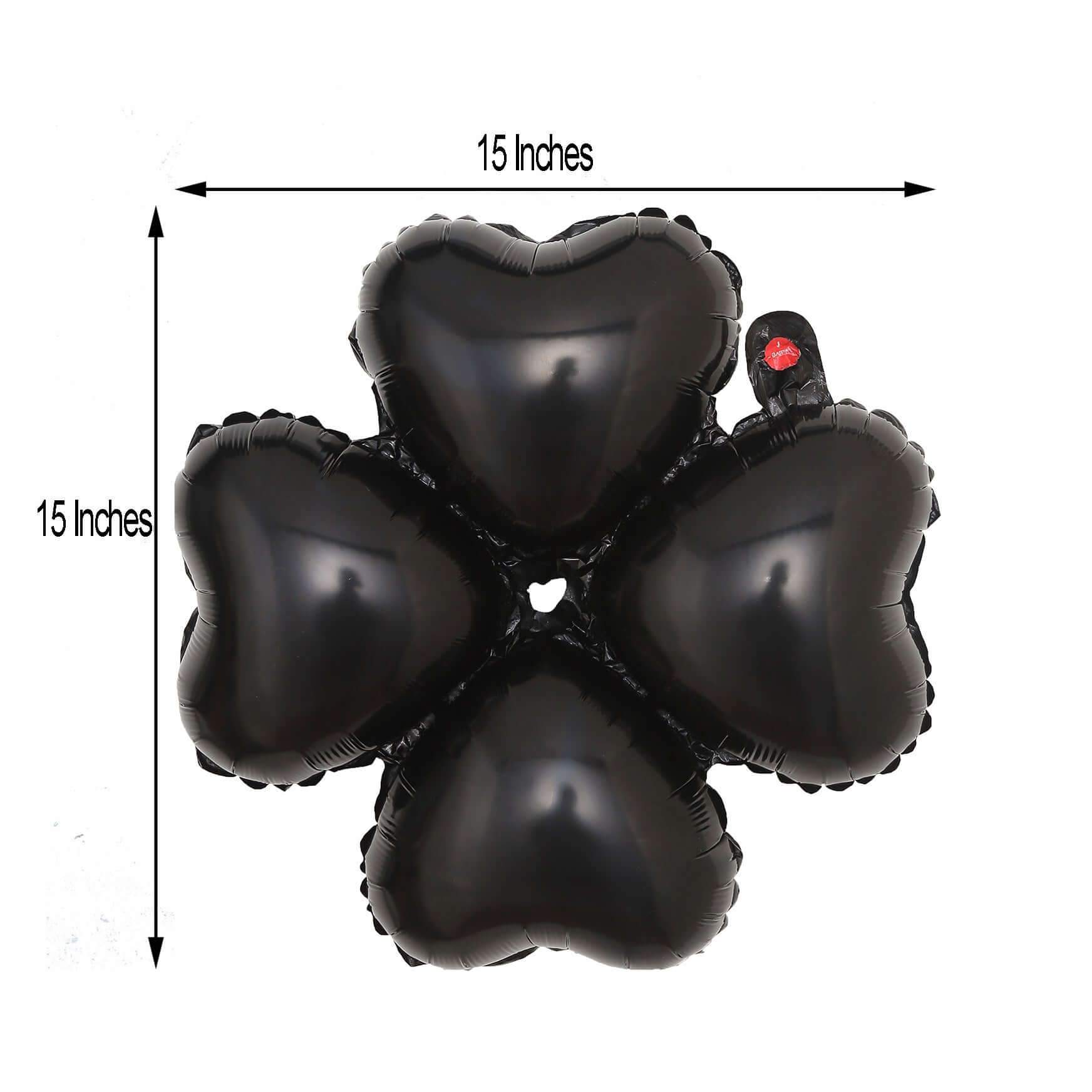 10 Pack 15 Shiny Black Four Leaf Clover Shaped Mylar Foil Balloons