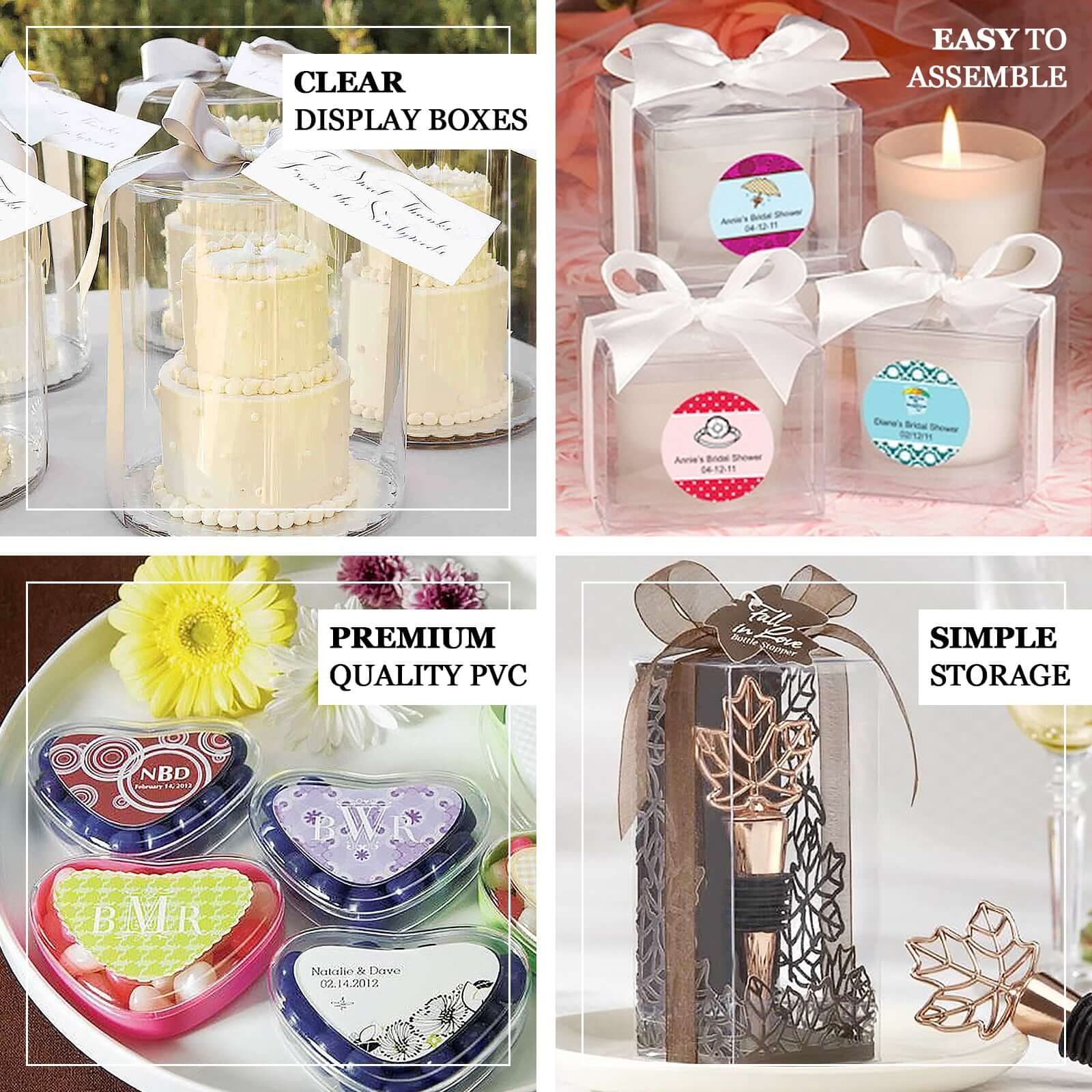 25 Pack 5x4 Clear Plastic Heart Shaped Party Favor Boxes, Transparent Cupcake Candy Display Gift Boxes