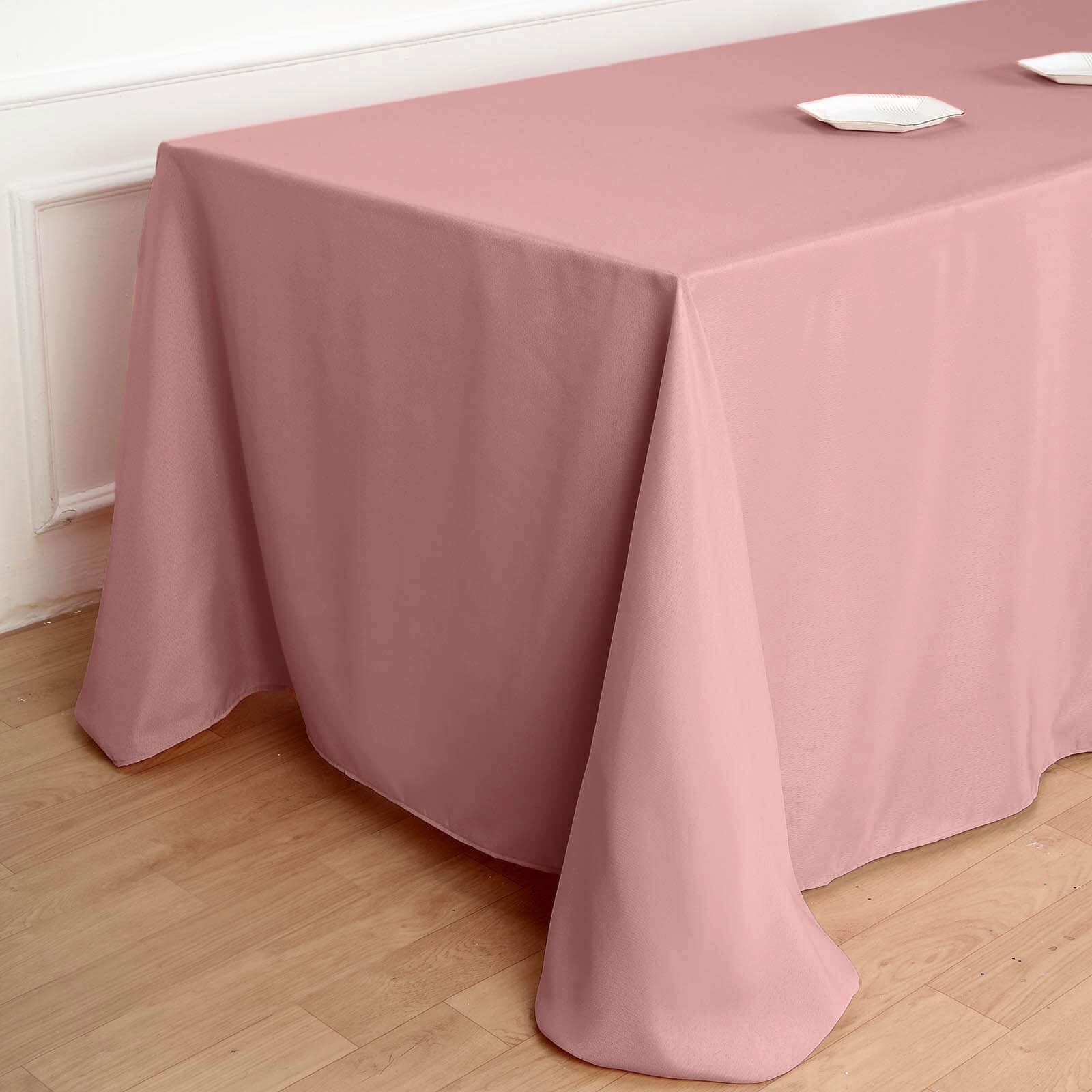 Polyester 90x156 Rectangle Tablecloth Dusty Rose - Seamless Wrinkle-Resistant Table Cover