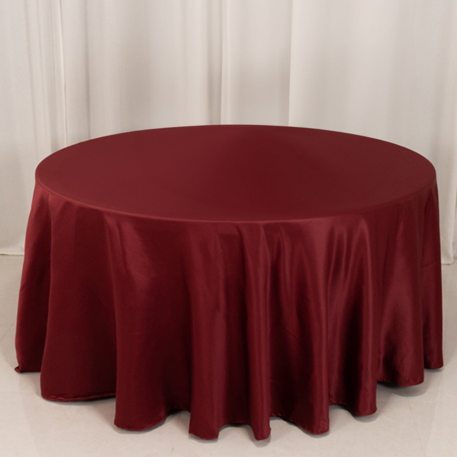 Lamour Satin 120 Round Tablecloth Burgundy - Seamless Table Cover with Soft Tempered Sheen