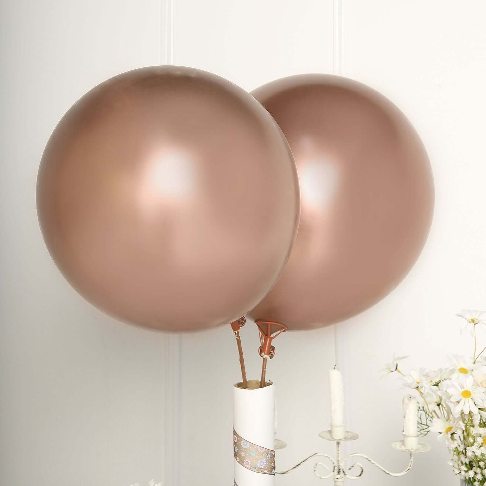 5 Pack 18 Metallic Chrome Rose Gold Latex Helium Air Balloons