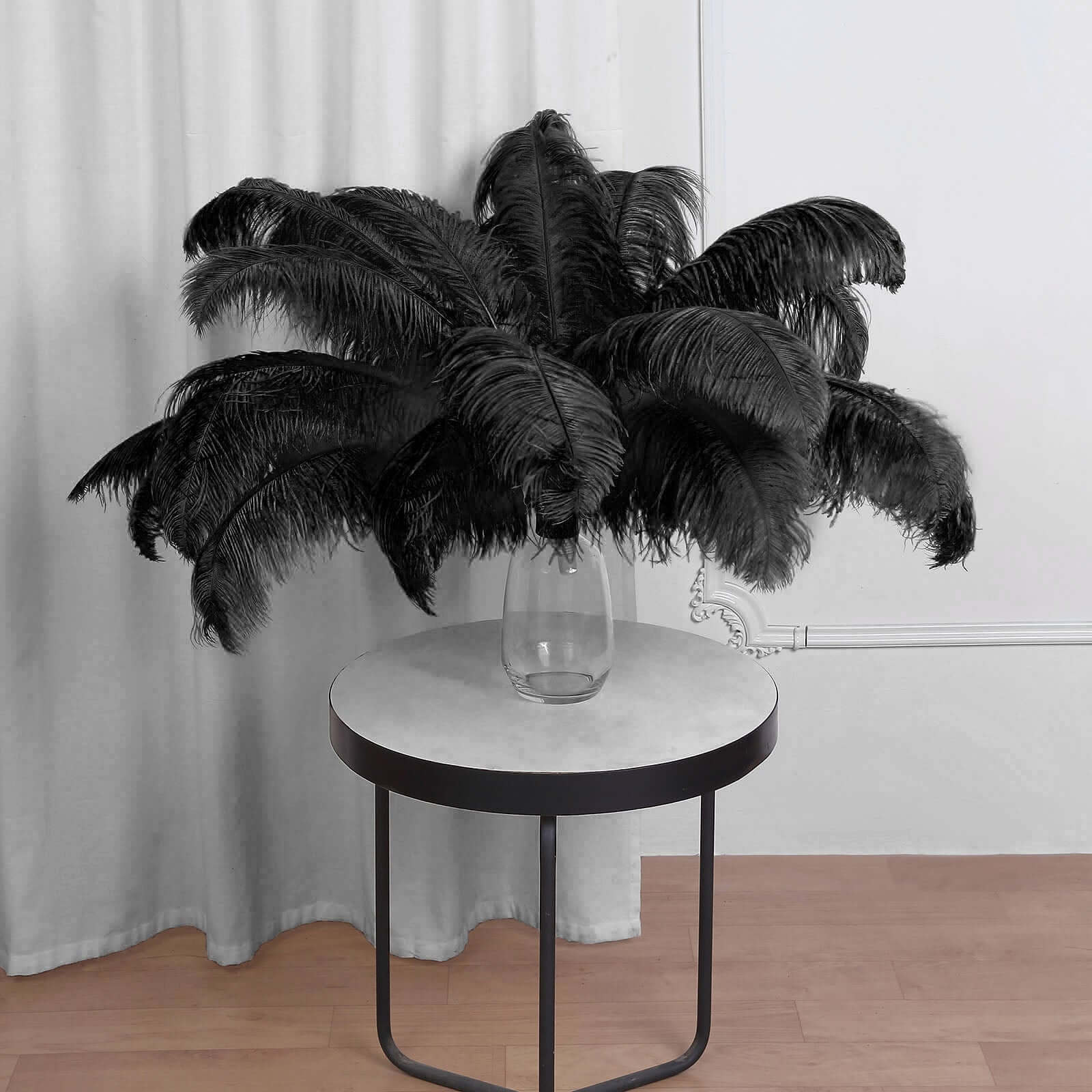 12 Pack Black Natural Plume Ostrich Feathers Centerpiece Filler - 24-26