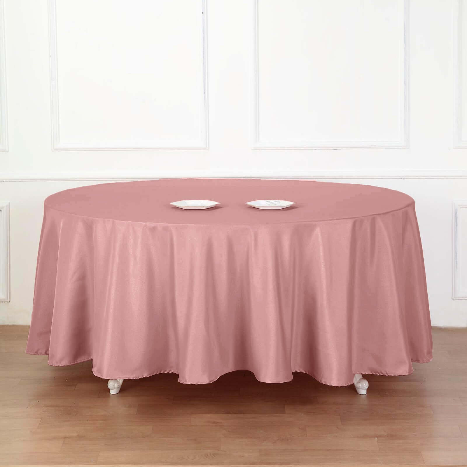 Polyester 120 Round Tablecloth Dusty Rose - Seamless Wrinkle-Resistant Table Cover