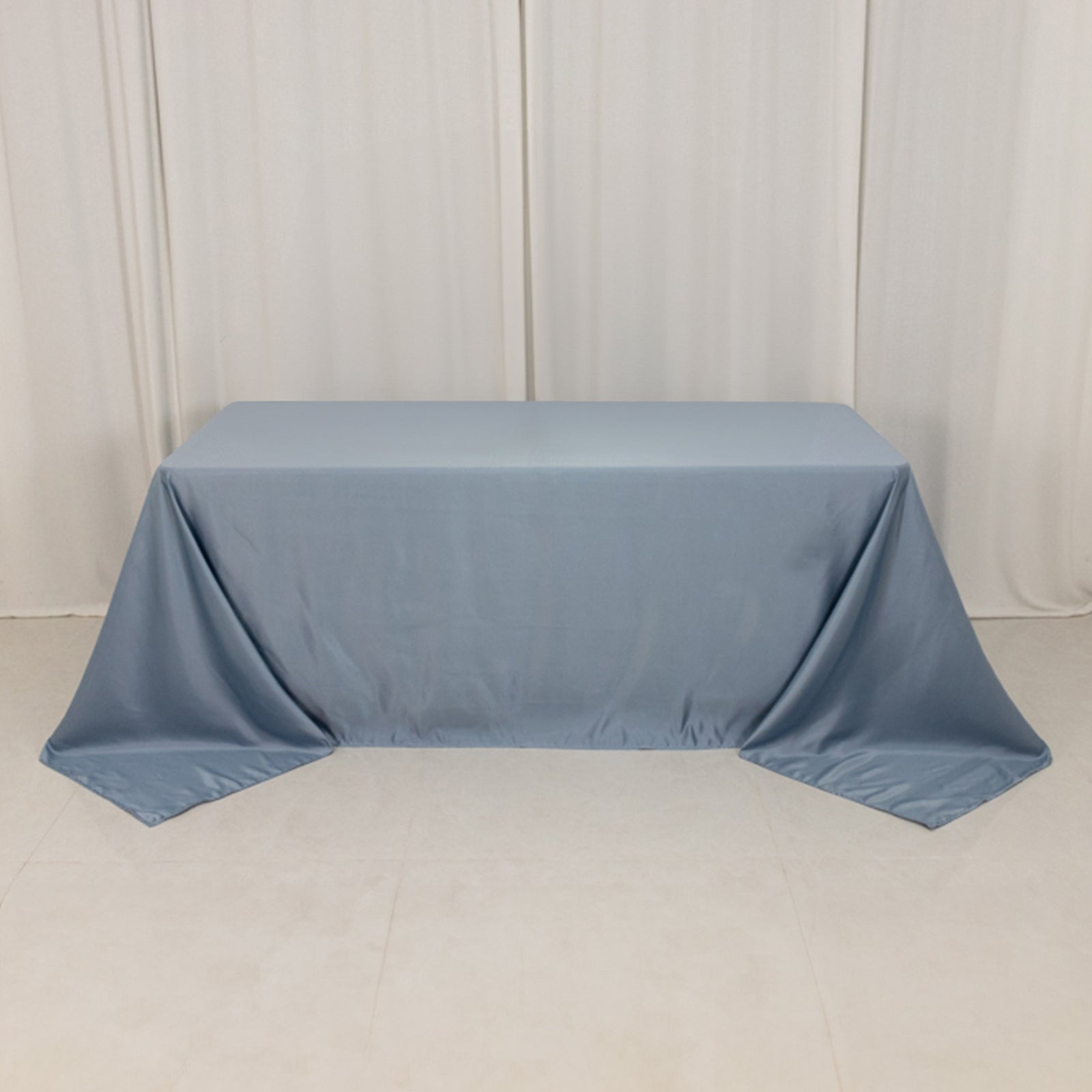 Lamour Satin 90x132 Rectangle Tablecloth Dusty Blue - Soft & Silk-Like Seamless Table Cover