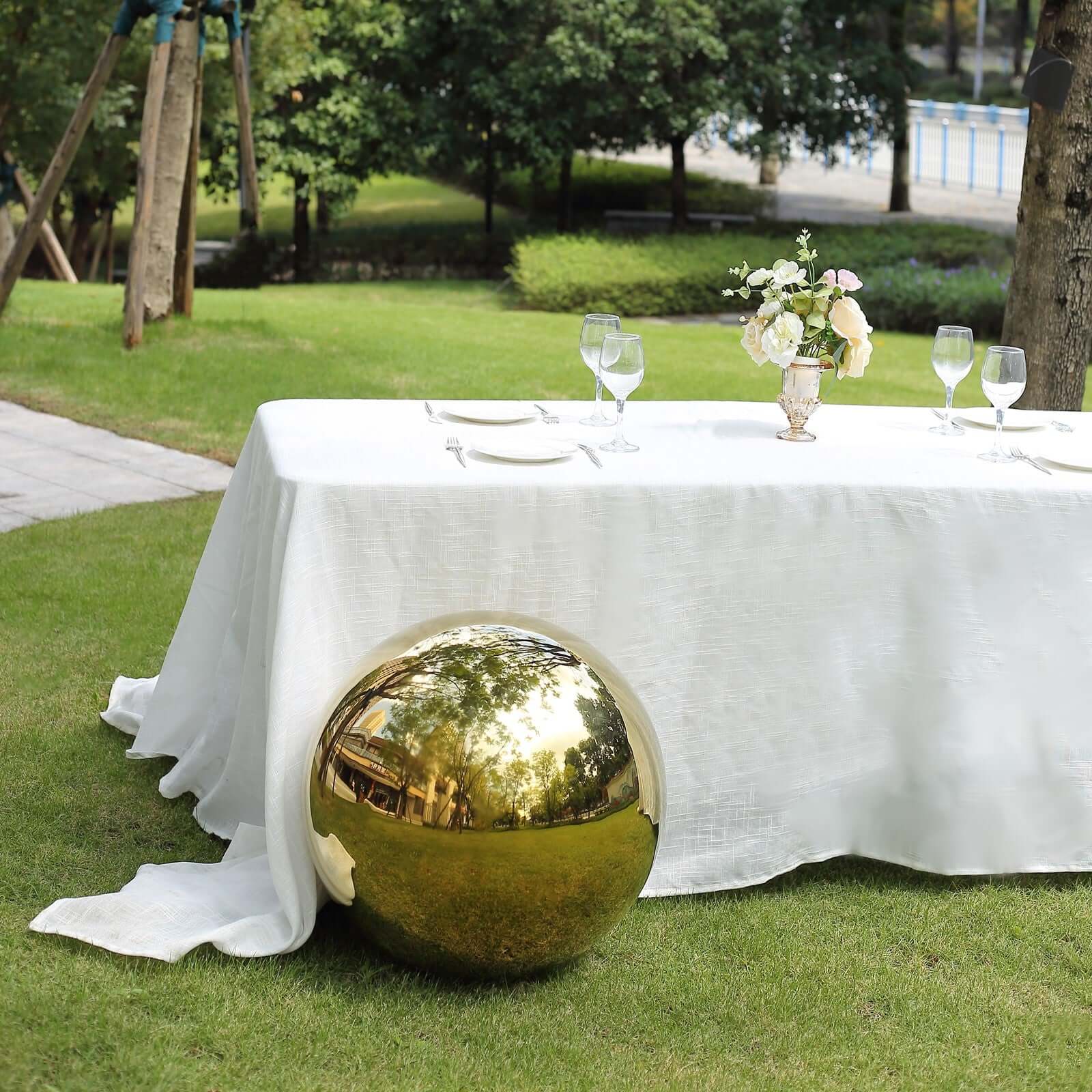 Gazing Globe Mirror Ball Reflective Hollow Stainless Steel Gold Sphere - Decorative Garden Accent Piece 20