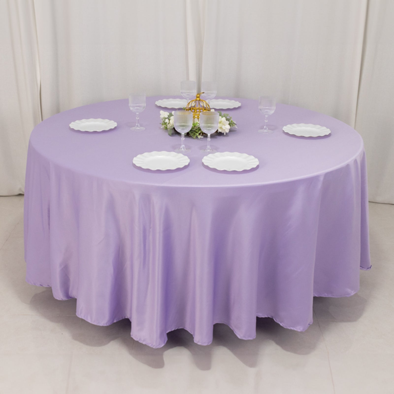 Lamour Satin 108 Round Tablecloth Lavender Lilac - Durable & Silk-Like Table Cover