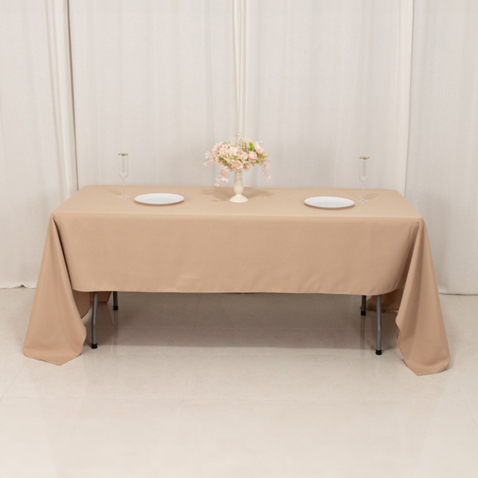 Premium Polyester 60x126 Rectangle Tablecloth Nude - Stain-Resistant 220GSM Finish Table Cover