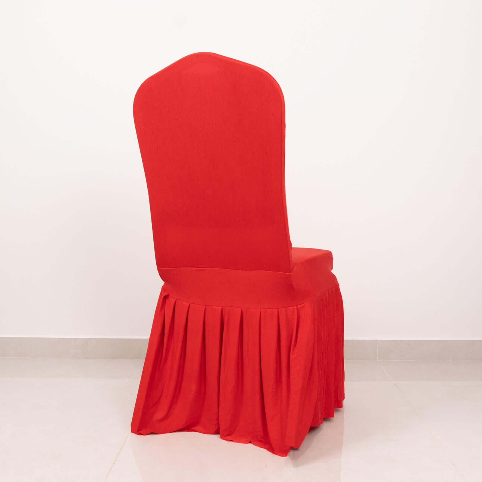 Spandex Chair Cover with Ruffle Pleated Skirt for Banquet Chairs Red - 1-Piece Stretch Fitted Slipcover