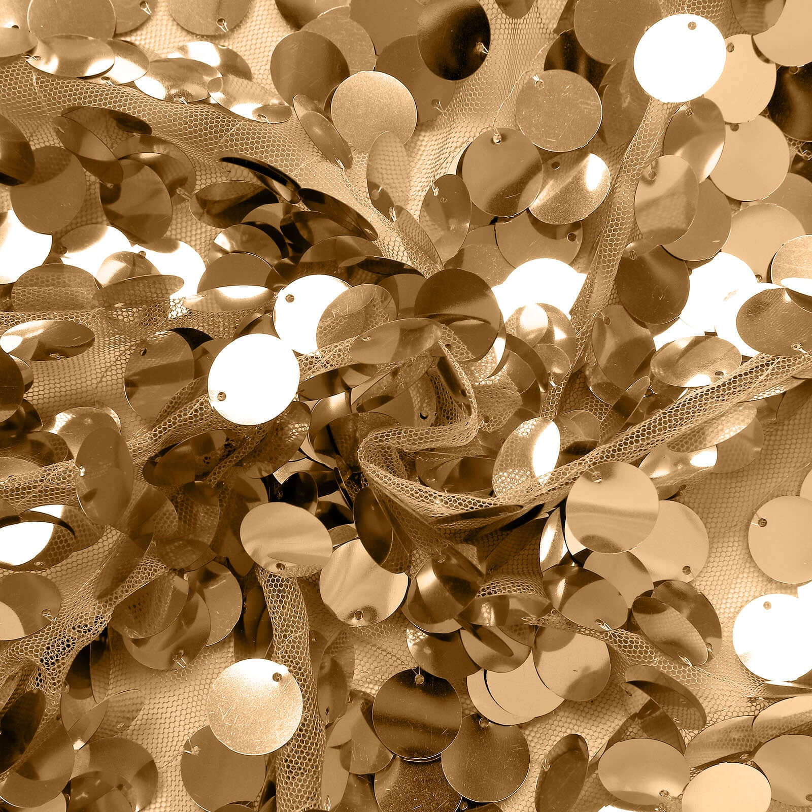 7ft Sparkly Gold Double Sided Big Payette Sequin Chiara Backdrop Stand Cover For Fitted Round Top Wedding Arch