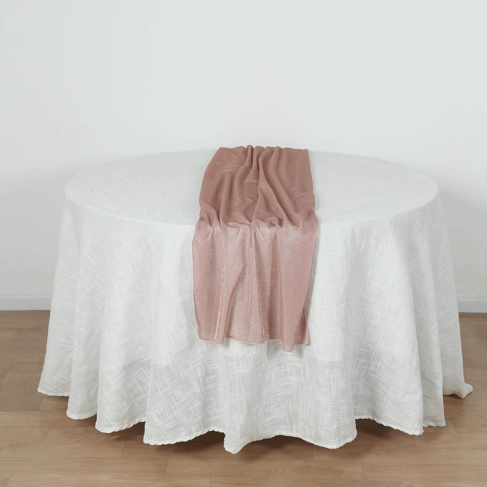 Glitter Gauze 27x120 Table Runner Rose Gold - Sparkling Reusable Sheer Table Linen