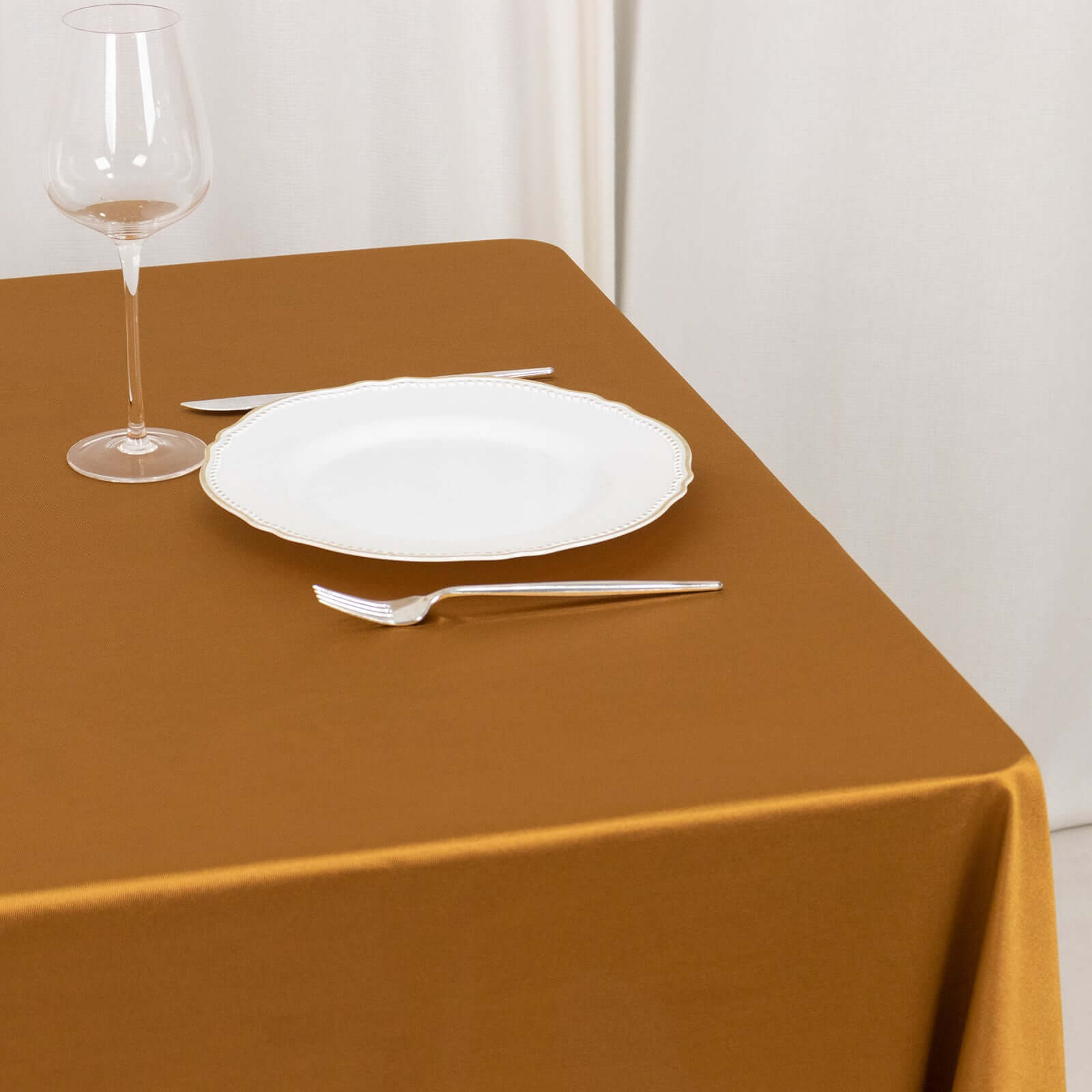 Premium Scuba Square 70x70 Tablecloth Shimmer Gold - Wrinkle Free & Stain Resistant Table Cover