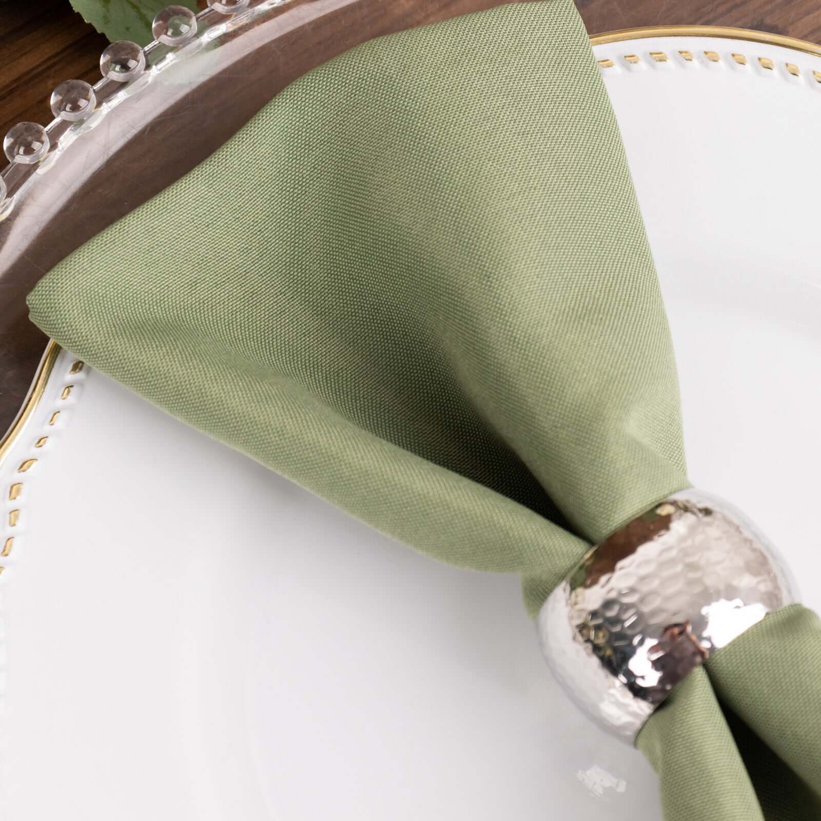 5 Pack Premium Polyester 20x20 Napkins Dusty Sage Green - Wrinkle-Resistant & Durable Dinner Napkins