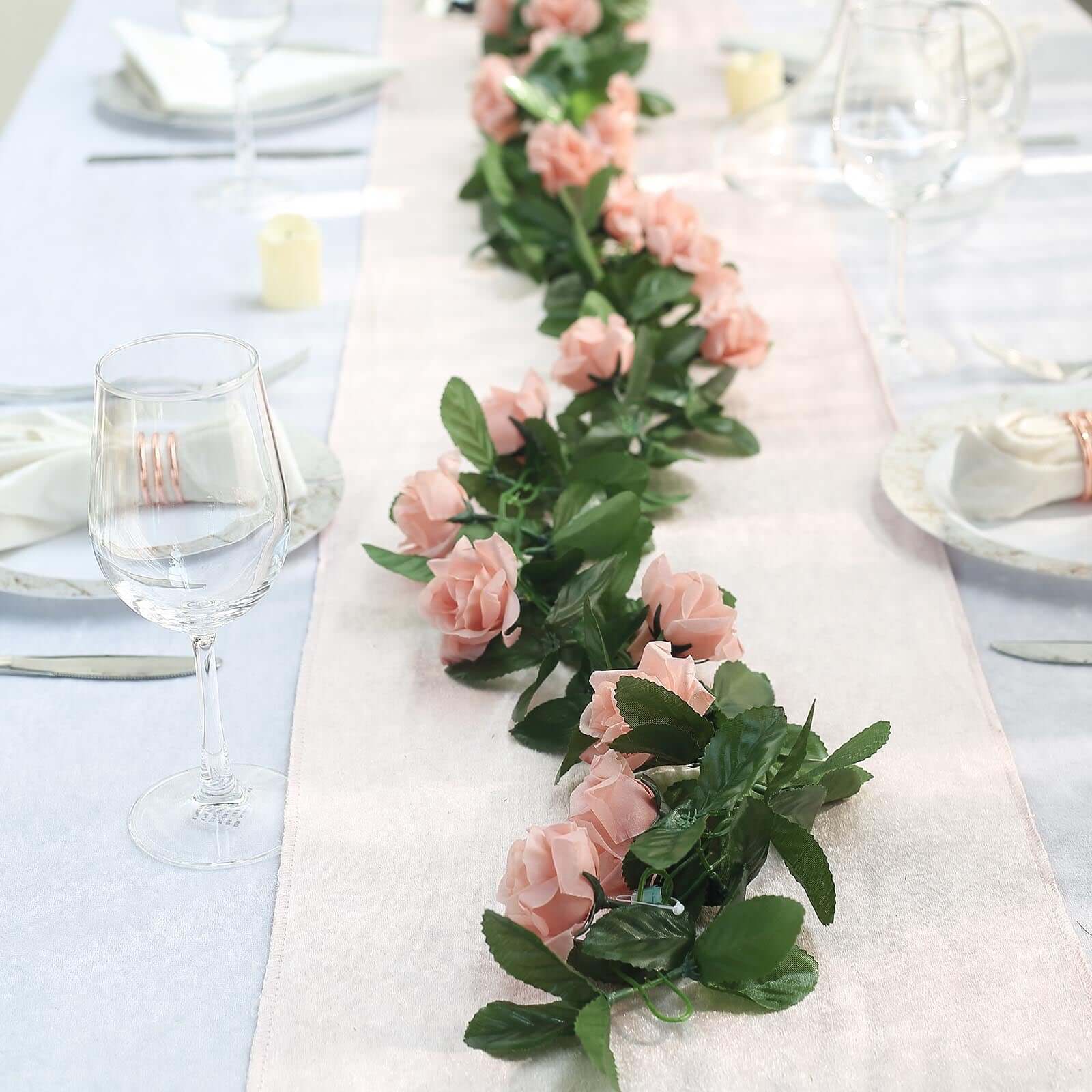 6ft Dusty Rose Artificial Silk Rose Garland UV Protected Flower Chain