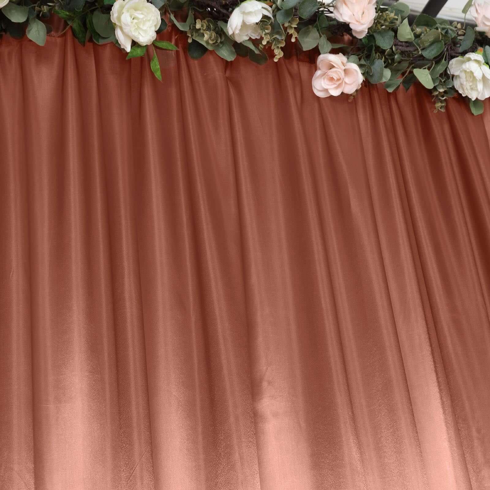 8ftx10ft Terracotta (Rust) Satin Event Curtain Drapes, Backdrop Event Panel