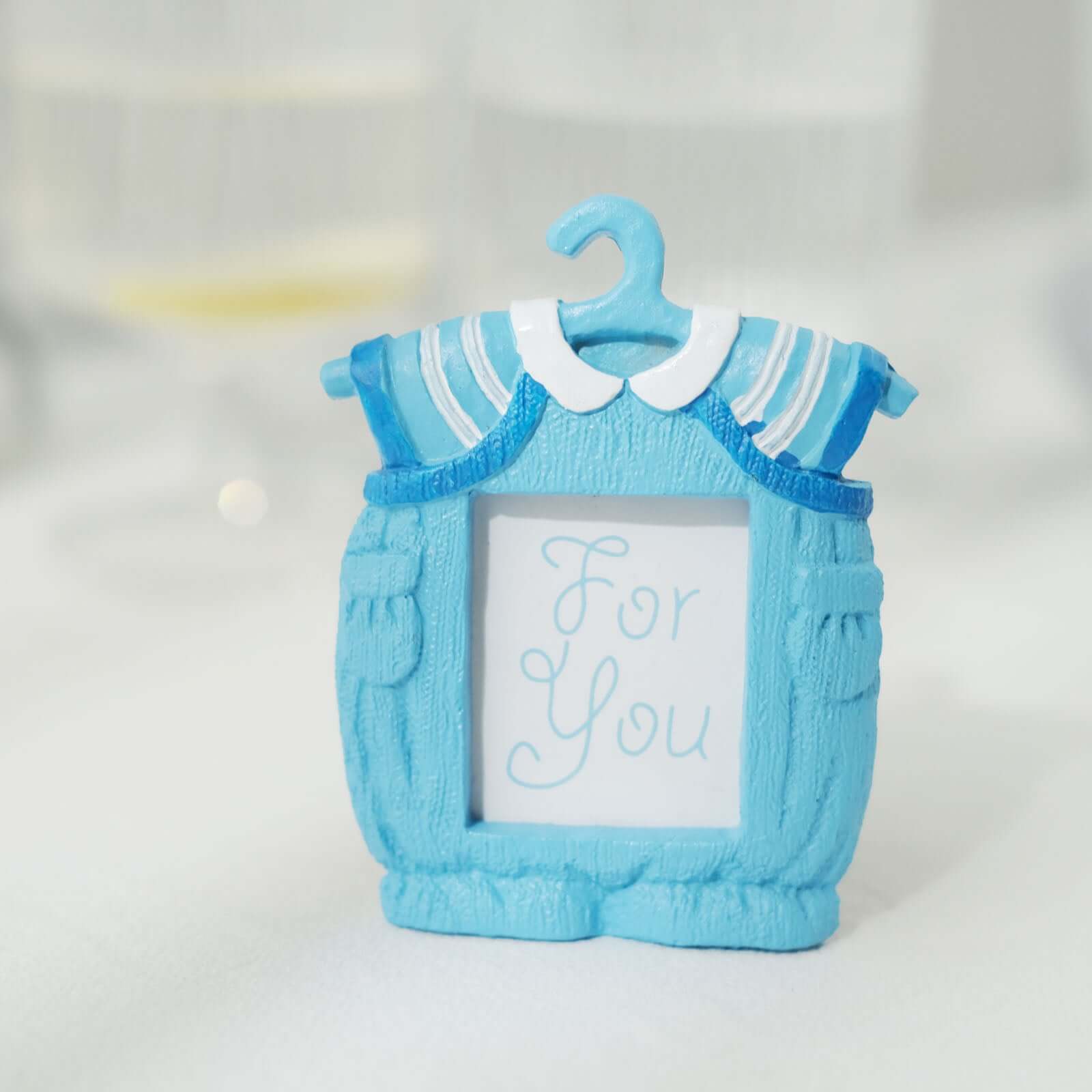 4 Pack Cute 4 Newborn Baby Boy Light Blue Clothes Resin Party Favors Picture Frame, Baby Shower Gender Reveal Party Gifts