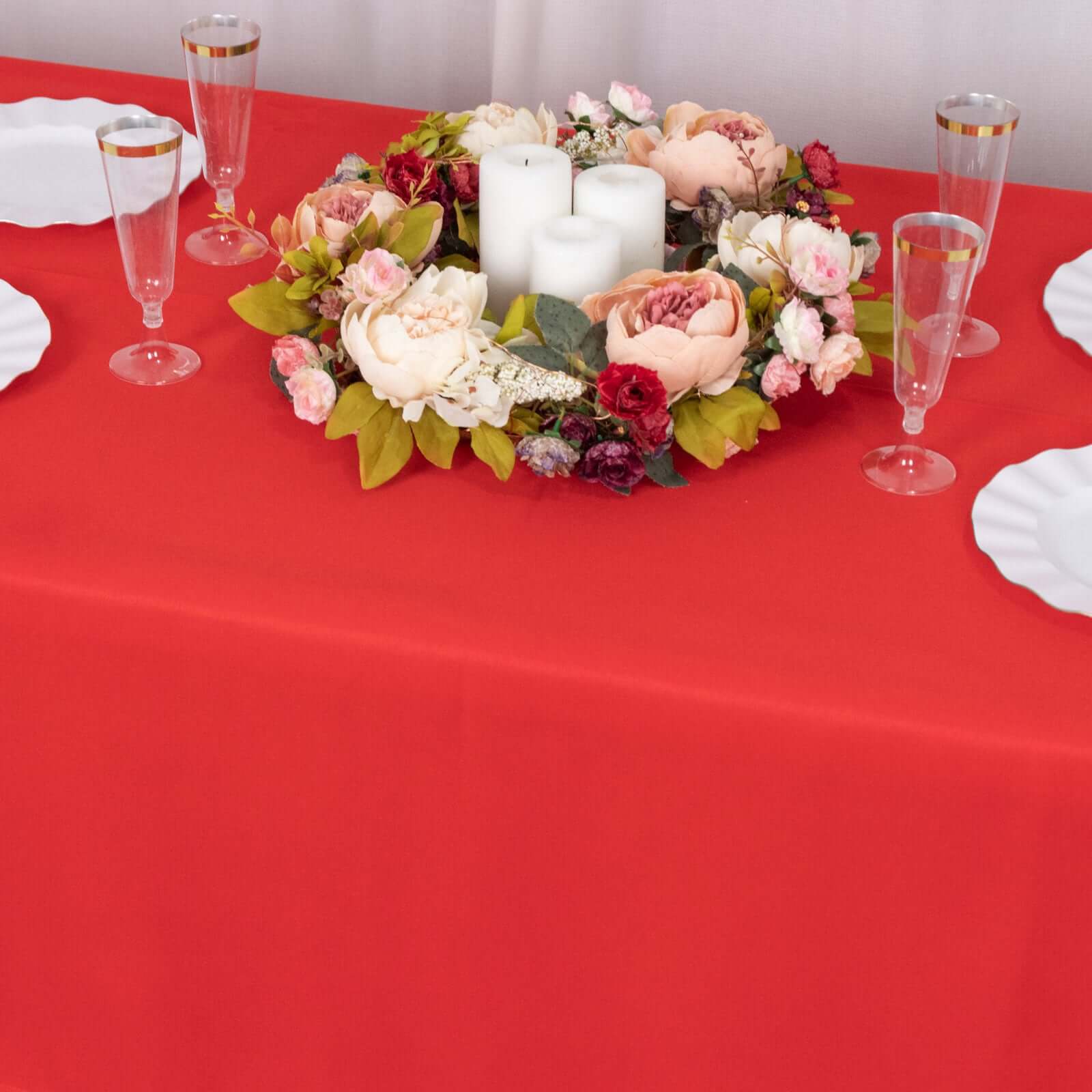 Premium Polyester 60x102 Rectangle Tablecloth Red - Durable 220GSM Wrinkle-Resistant Table Cover