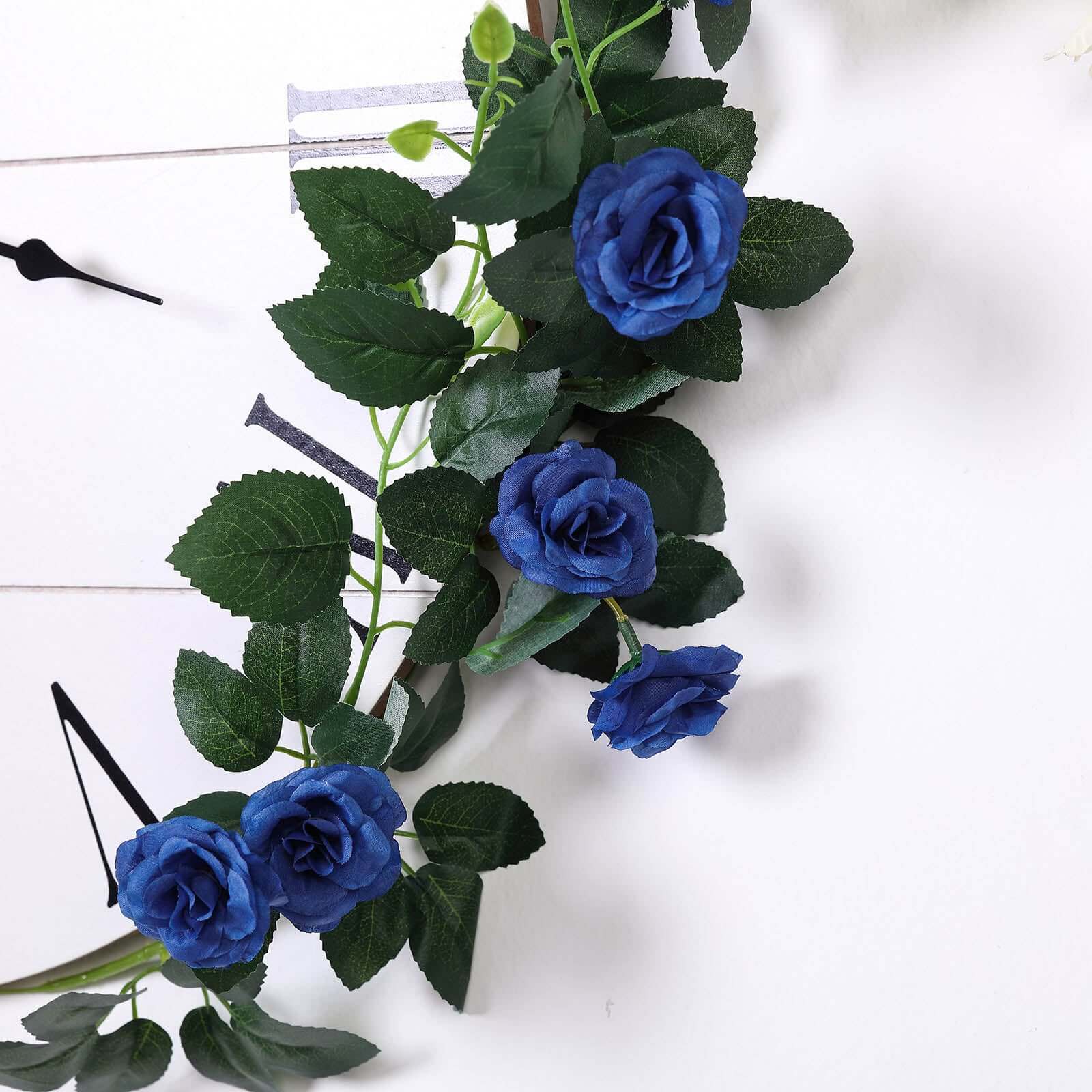 6ft 20 Royal Blue Artificial Silk Roses Flower Garland, Hanging Vine