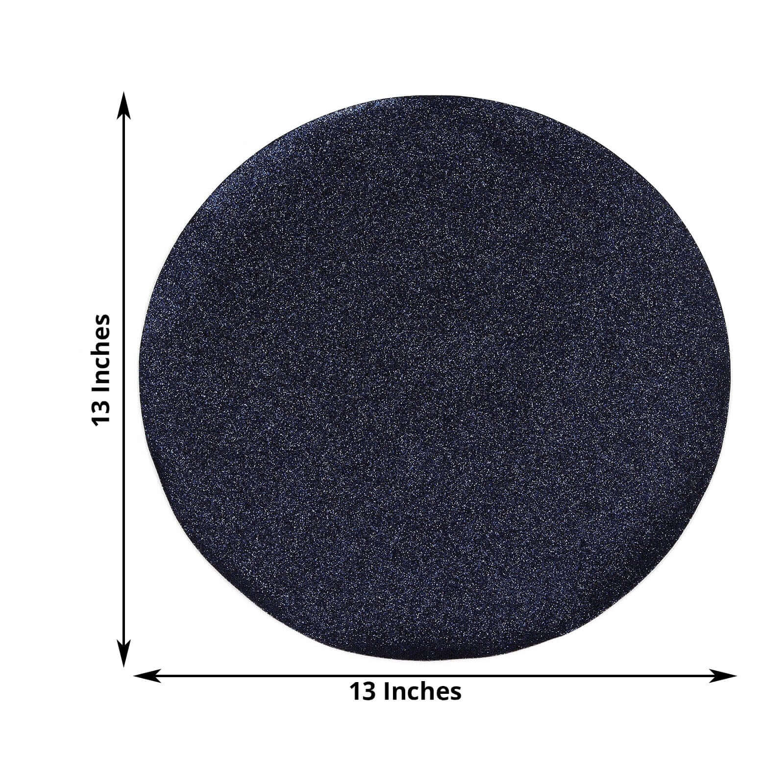 6-Pack Placemats Glitter Design Navy Blue Sparkle Round - Non-Slip Decorative Dining Table Mats 13