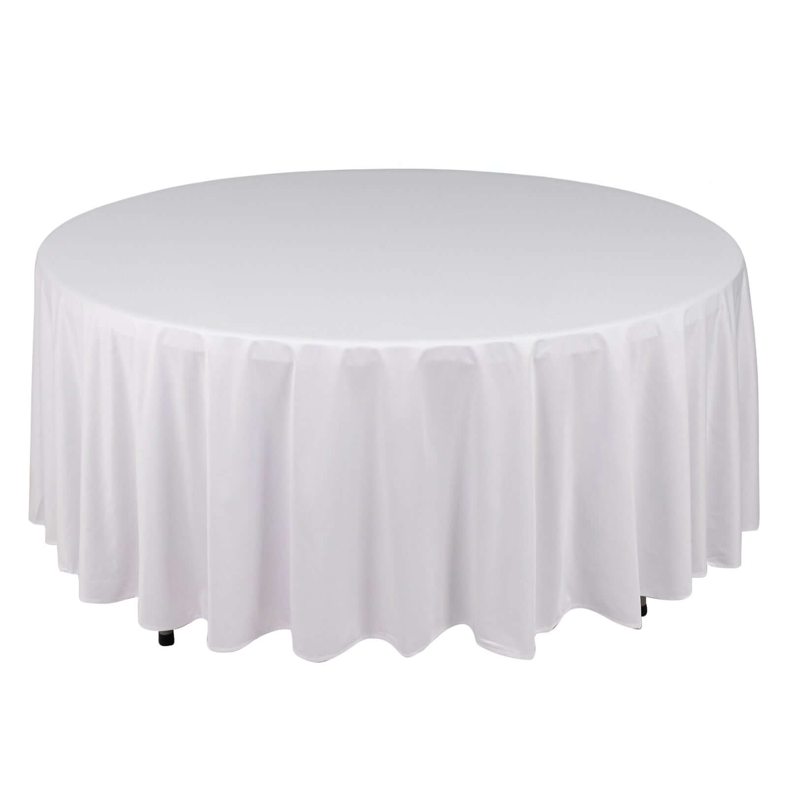 Premium Scuba Round 108 Tablecloth White - Wrinkle Free & Stain Resistant Table Cover for Exquisite Events