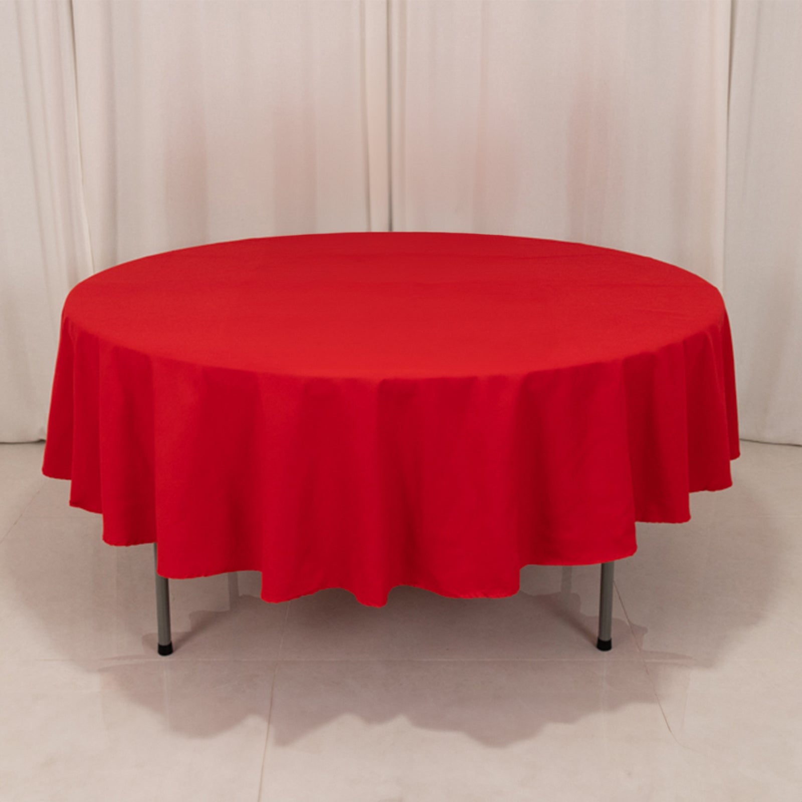 Cotton Blend 90 Round Tablecloth Red - Wrinkle-Resistant Table Cover