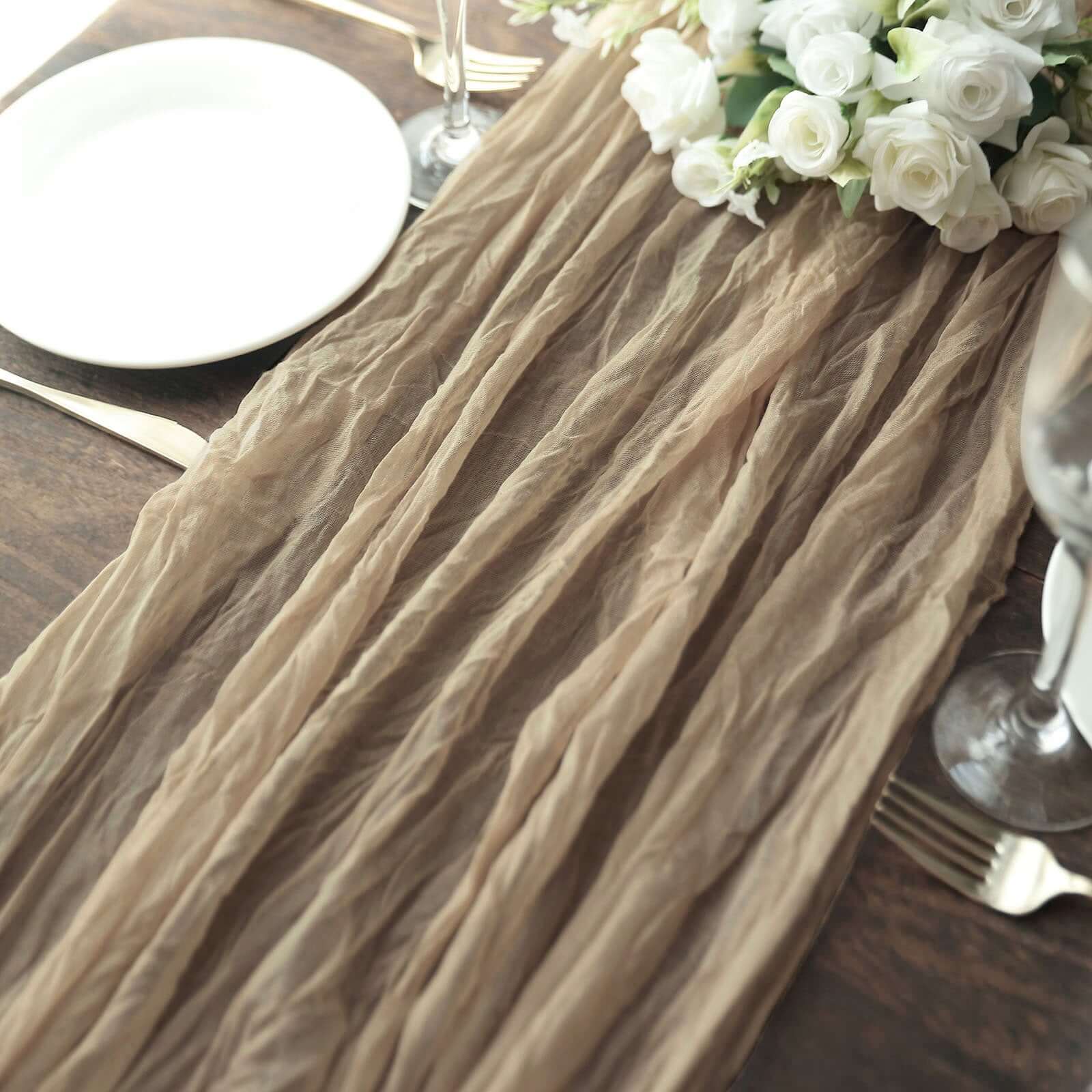 Gauze Cheesecloth 10ft Table Runner Beige - Rustic Boho Style