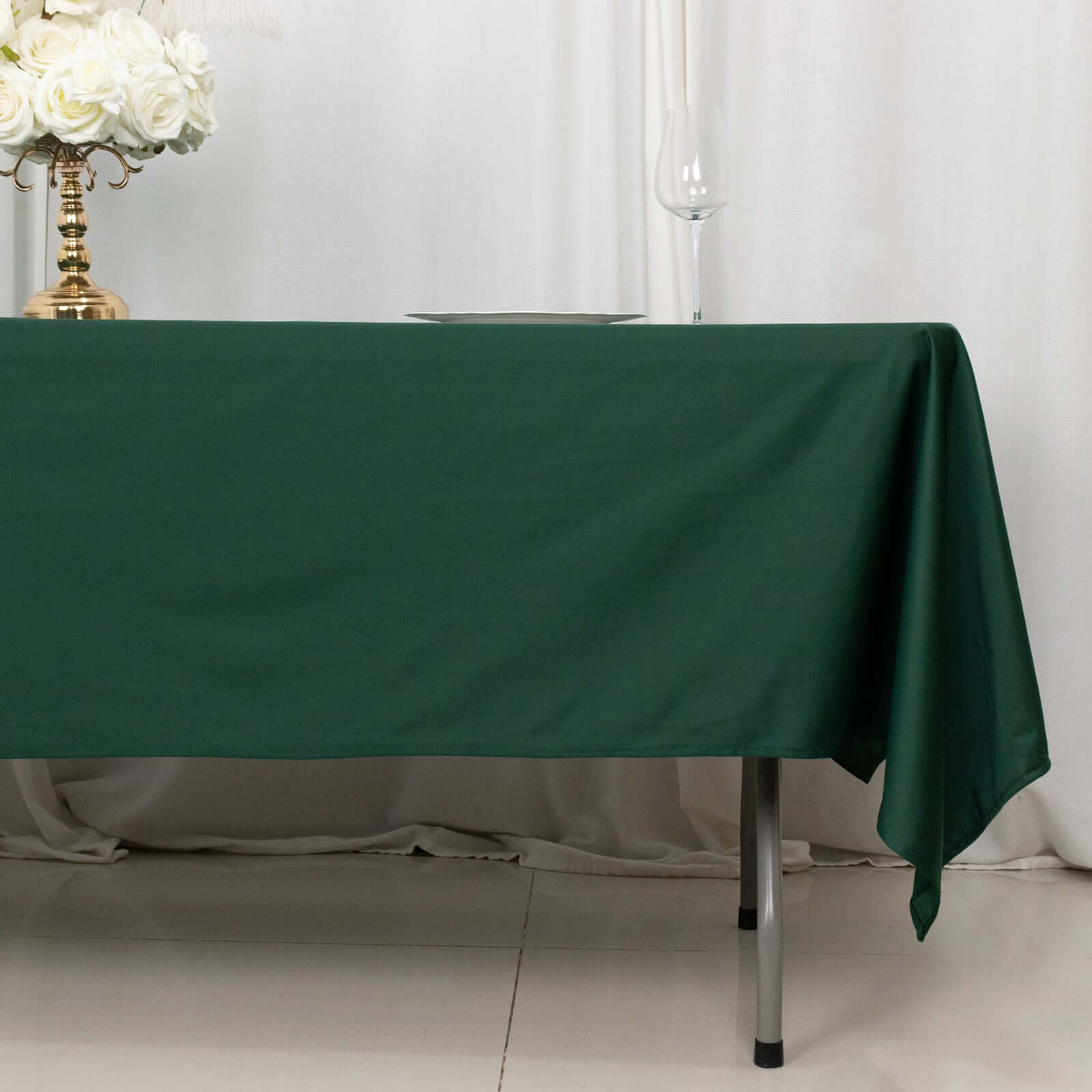 Premium Scuba Rectangular 60x102 Tablecloth Hunter Emerald Green - Wrinkle Free & Stain Resistant Table Cover