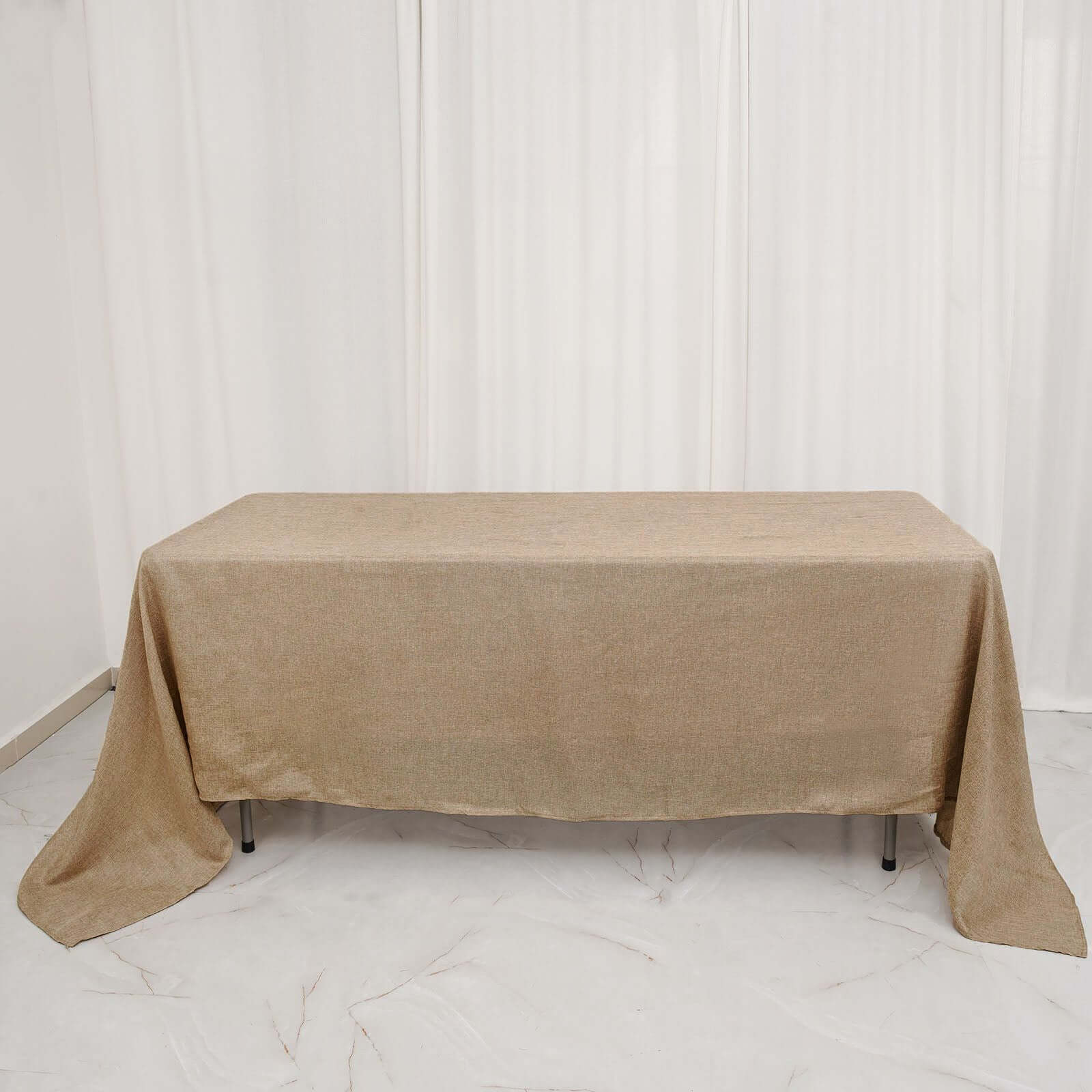 Faux Burlap Jute 60x102 Rectangle Tablecloth Natural - Rustic Event Table Linen