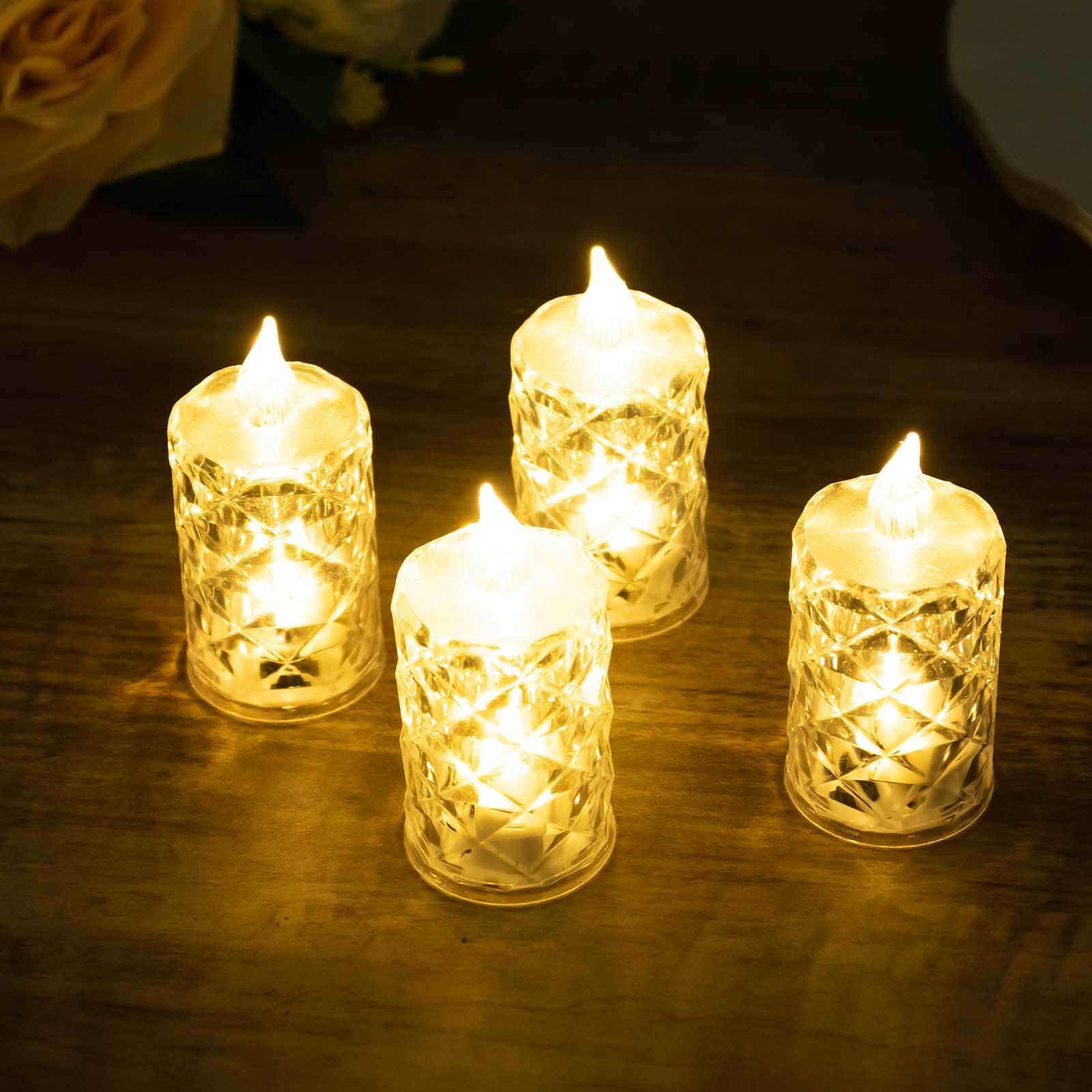 12-Pack LED Flameless Decorative Lighting Diamond Cut Warm White - Battery Operated Tealight Candles 3