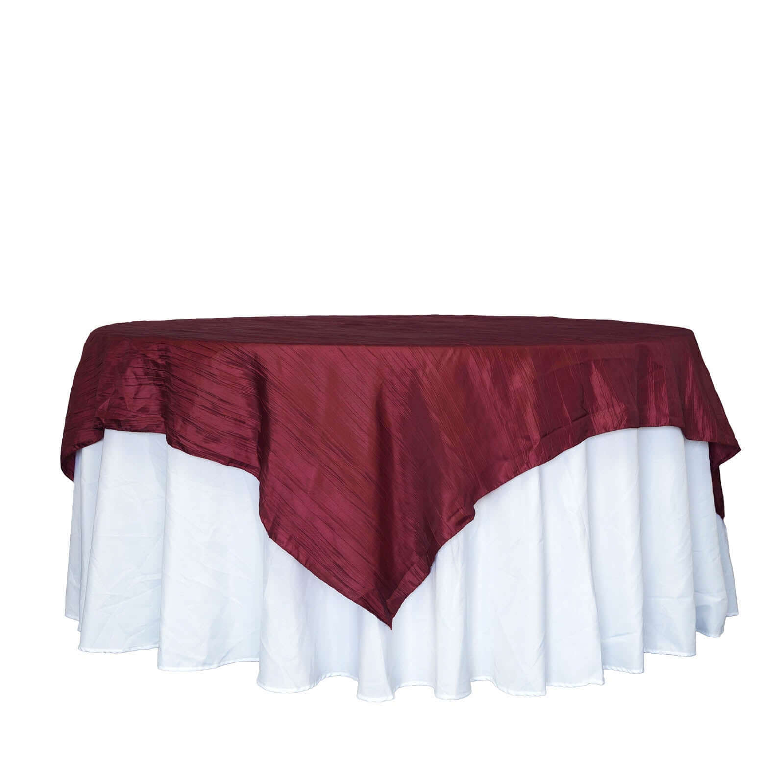 Taffeta 90x90 Table Overlay Square Tablecloth Burgundy - Accordion Crinkle Table Cover