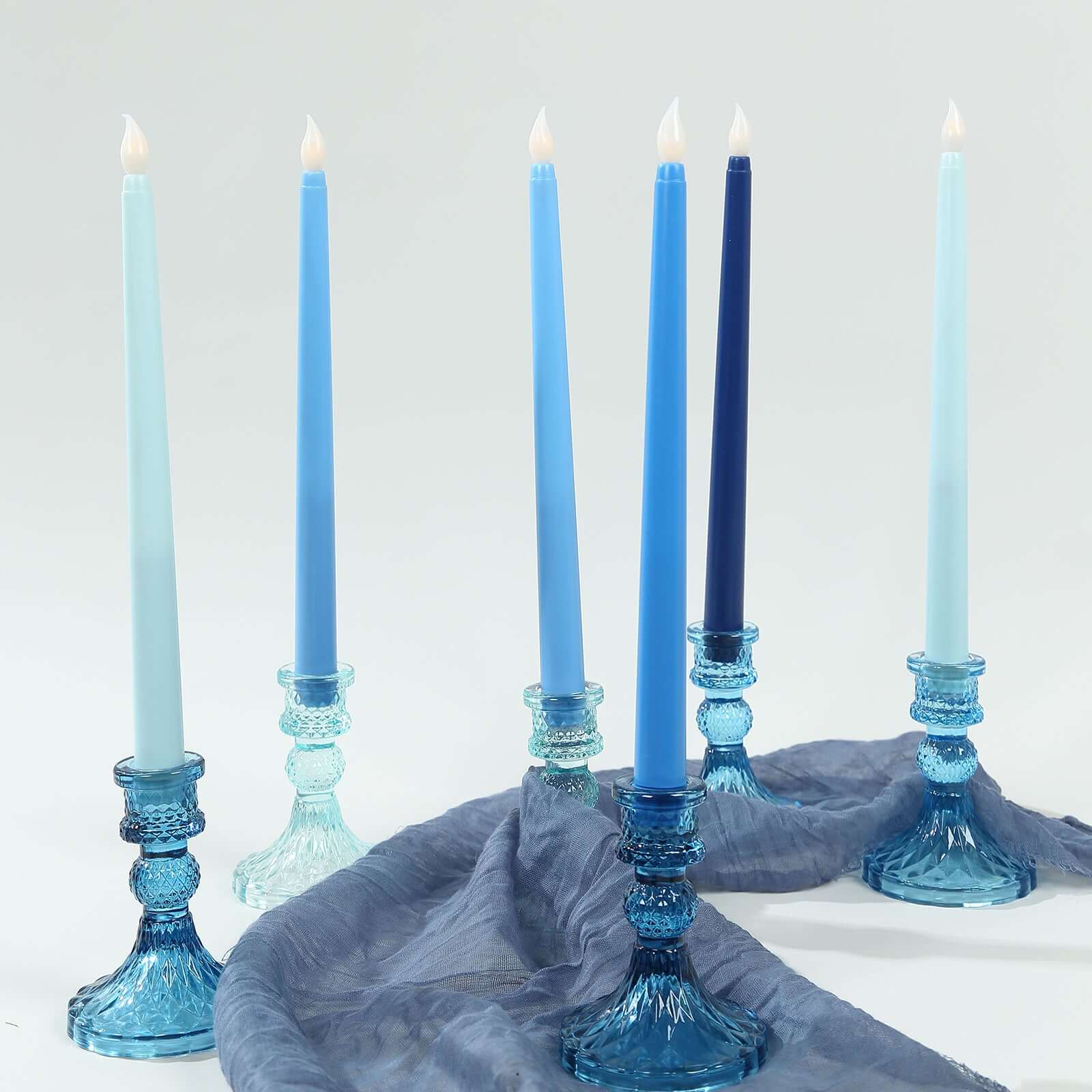 8-Pack LED Flickering Lighting Mixed Blue - Flameless Battery Operated Taper Candles 11