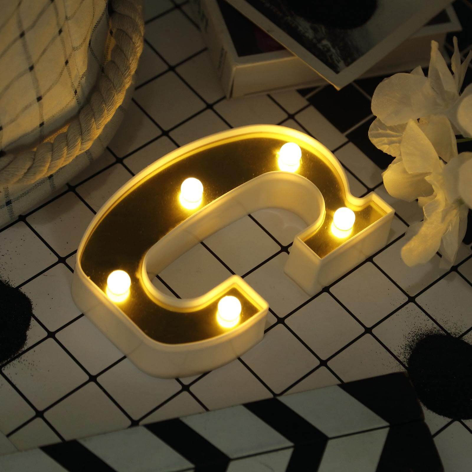 3D Marquee Letter C Warm White 5 LED Lights Gold - Chic Light-Up Decor for Events 6