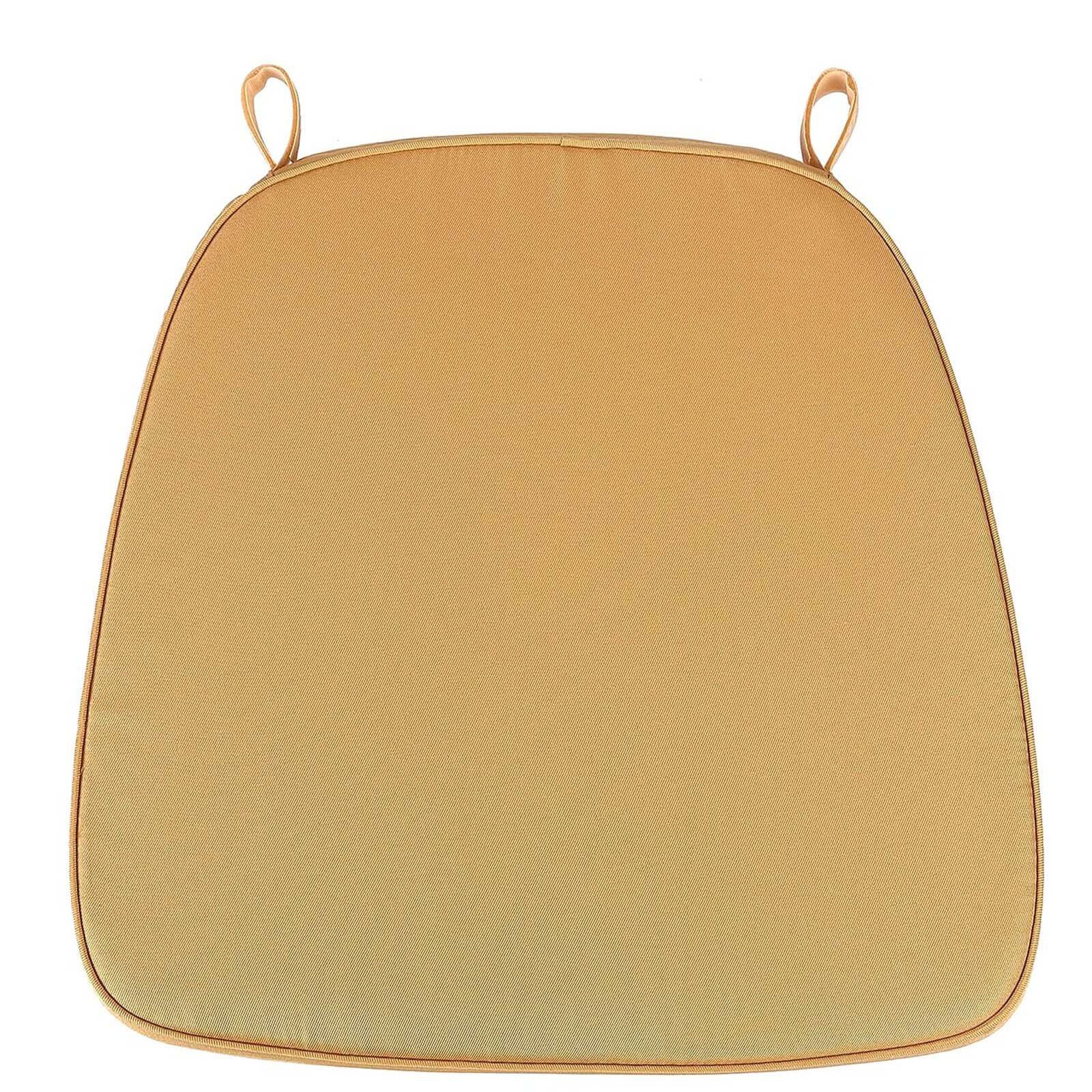 Chiavari Chair Cushion with 1.5 Thick Memory Foam and Ties Gold - Stylish Removable Cover for Comfort