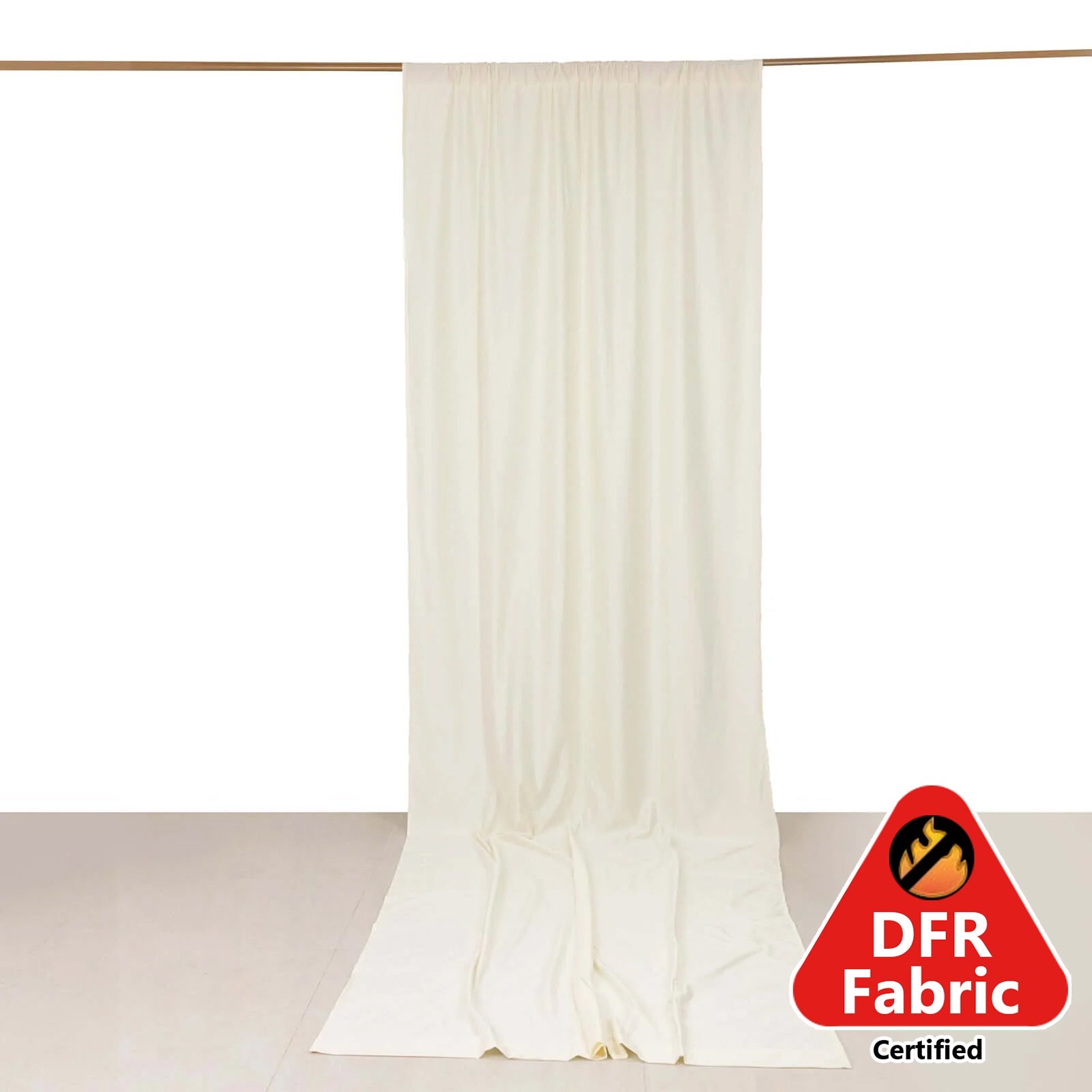 Ivory Scuba Polyester Event Curtain Drapes, Durable Flame Resistant Backdrop Event Panel Wrinkle Free with Rod Pockets - 5ftx14ft