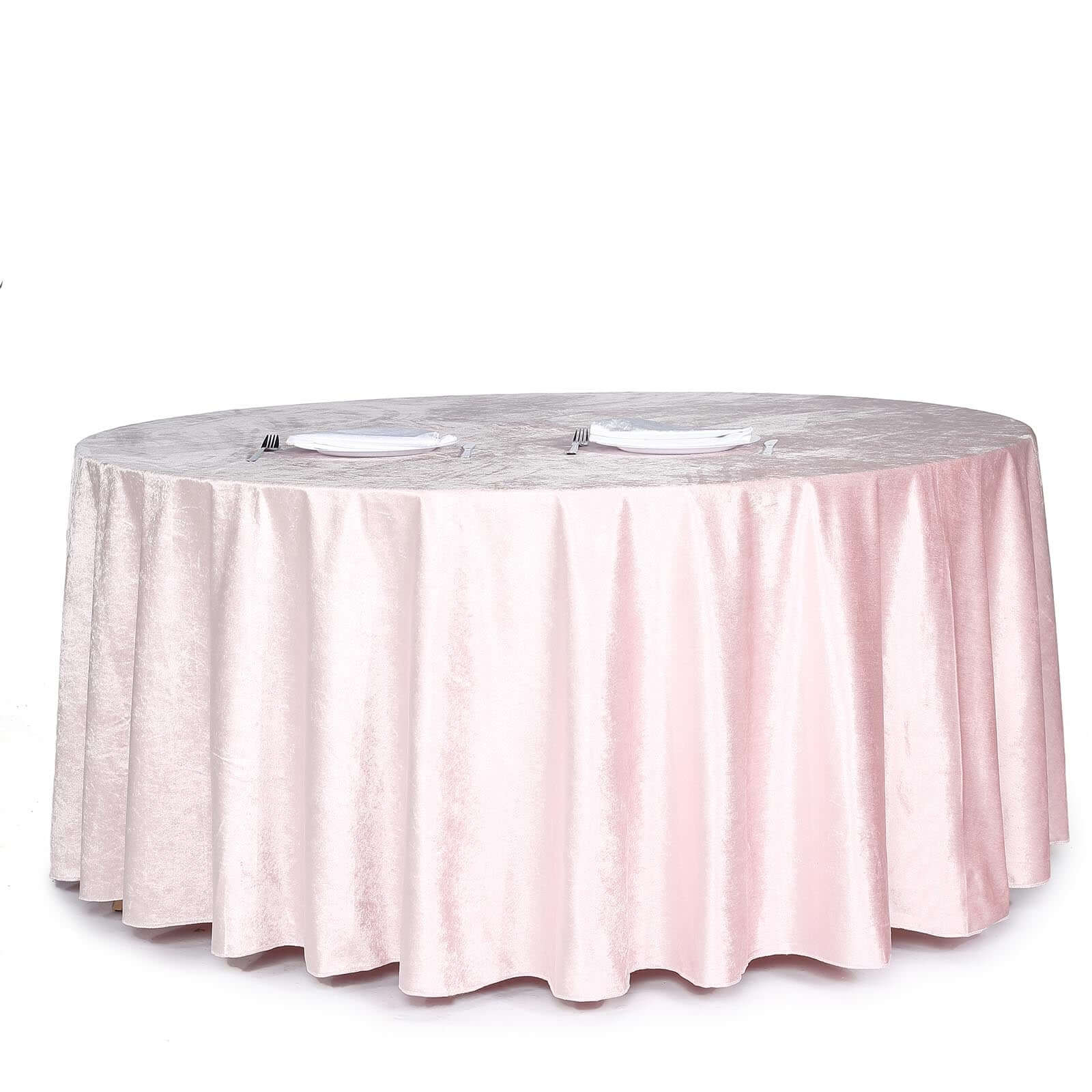 Premium Velvet 120 Round Tablecloth Blush - Reusable Soft & Seamless Table Cover