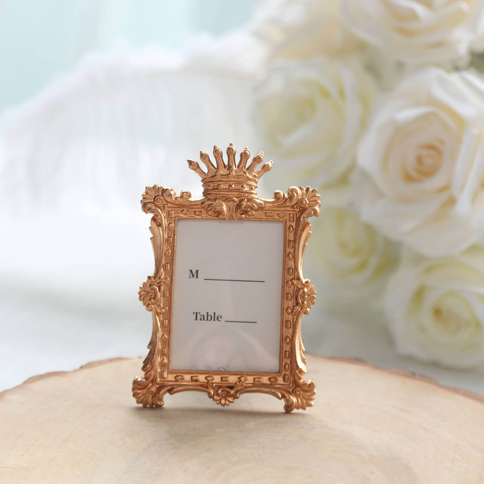 4-Pack Picture Frames Gold Resin Vintage Crown Design Rectangle - Mini Photo Frame Wedding Place Card Holders & Party Favors 4.5x3