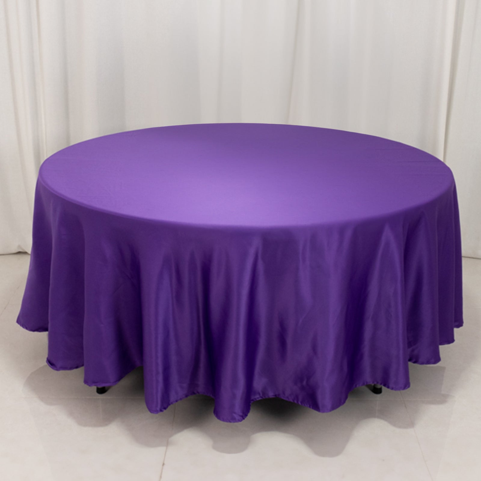 Lamour Satin 108 Round Tablecloth Purple - Durable & Silk-Like Table Cover