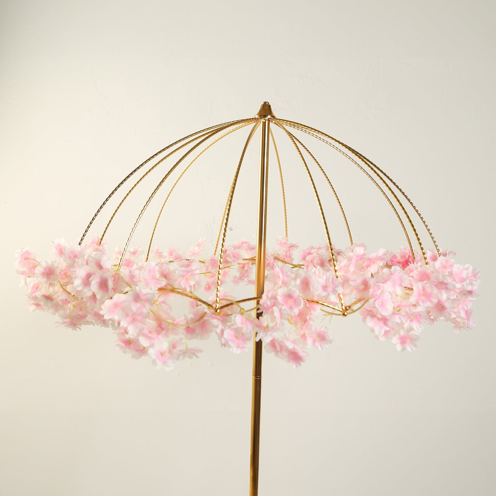 Wedding Centerpiece Umbrella Design Metal Gold - Round Base Floral Frame Stand 42