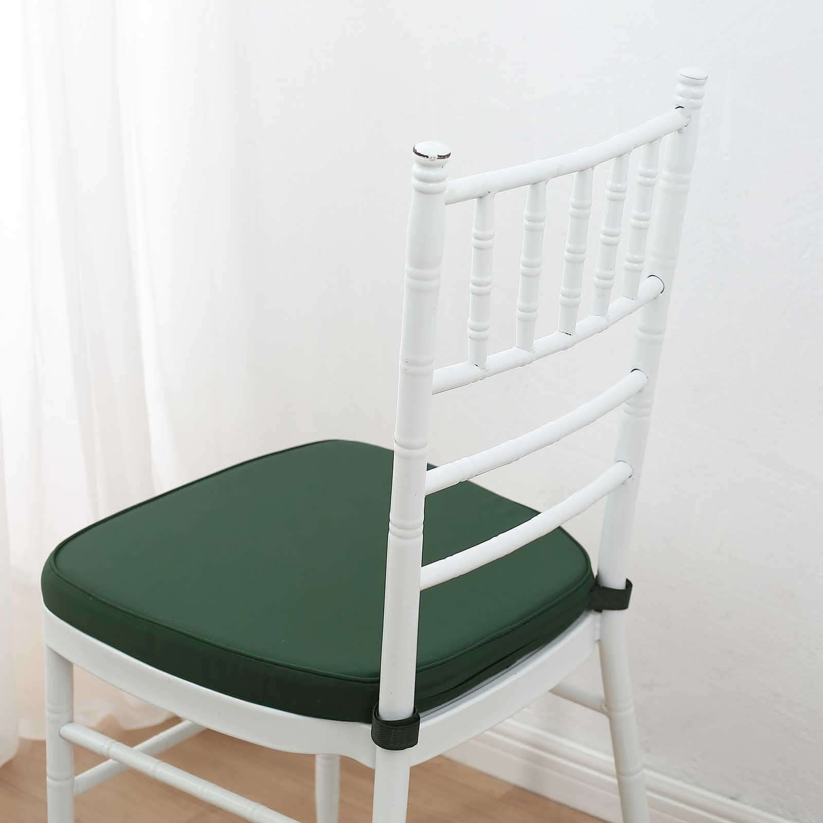 Chiavari Chair Cushion with 1.5 Thick Memory Foam and Ties Hunter Emerald Green - Stylish Removable Cover for Comfort