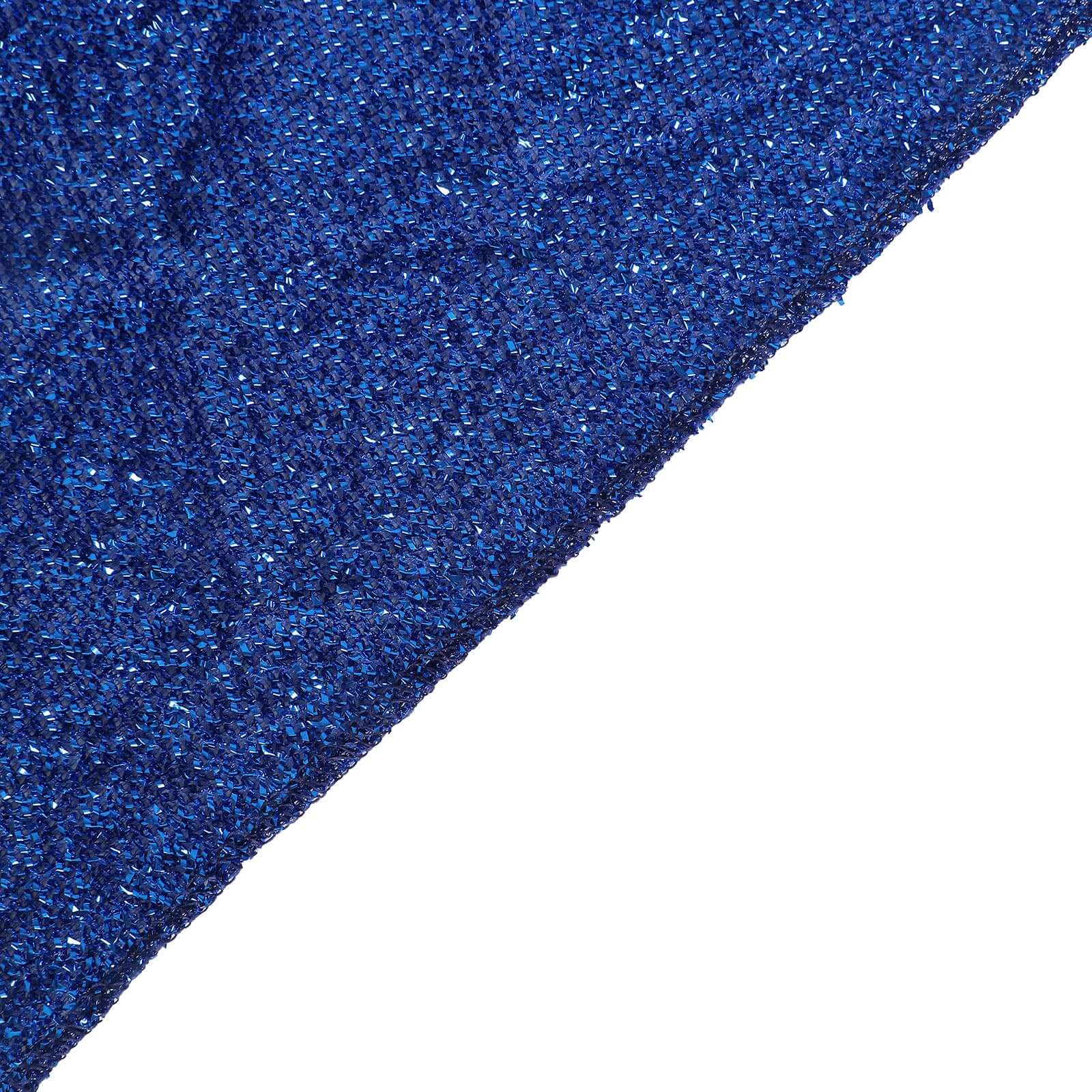 Royal Blue Metallic Shimmer Tinsel Spandex Tablecloth 6ft Rectangle Fitted Table Cover for 72x30 Tables