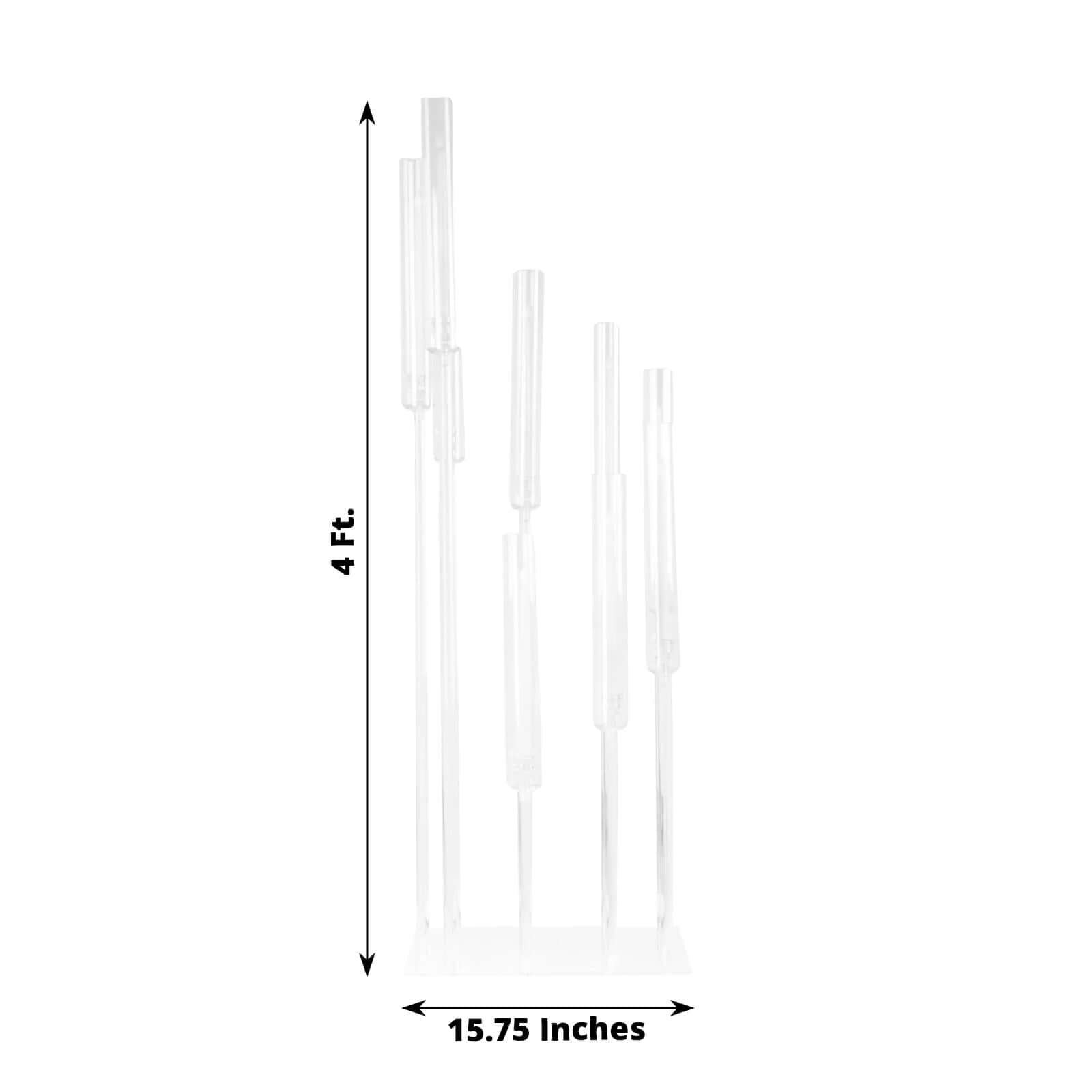 9-Arm Cluster Acrylic Candelabra Clear with Square Base - Sophisticated Taper Candle Holder Table Centerpiece for Pillar Candles 4ft