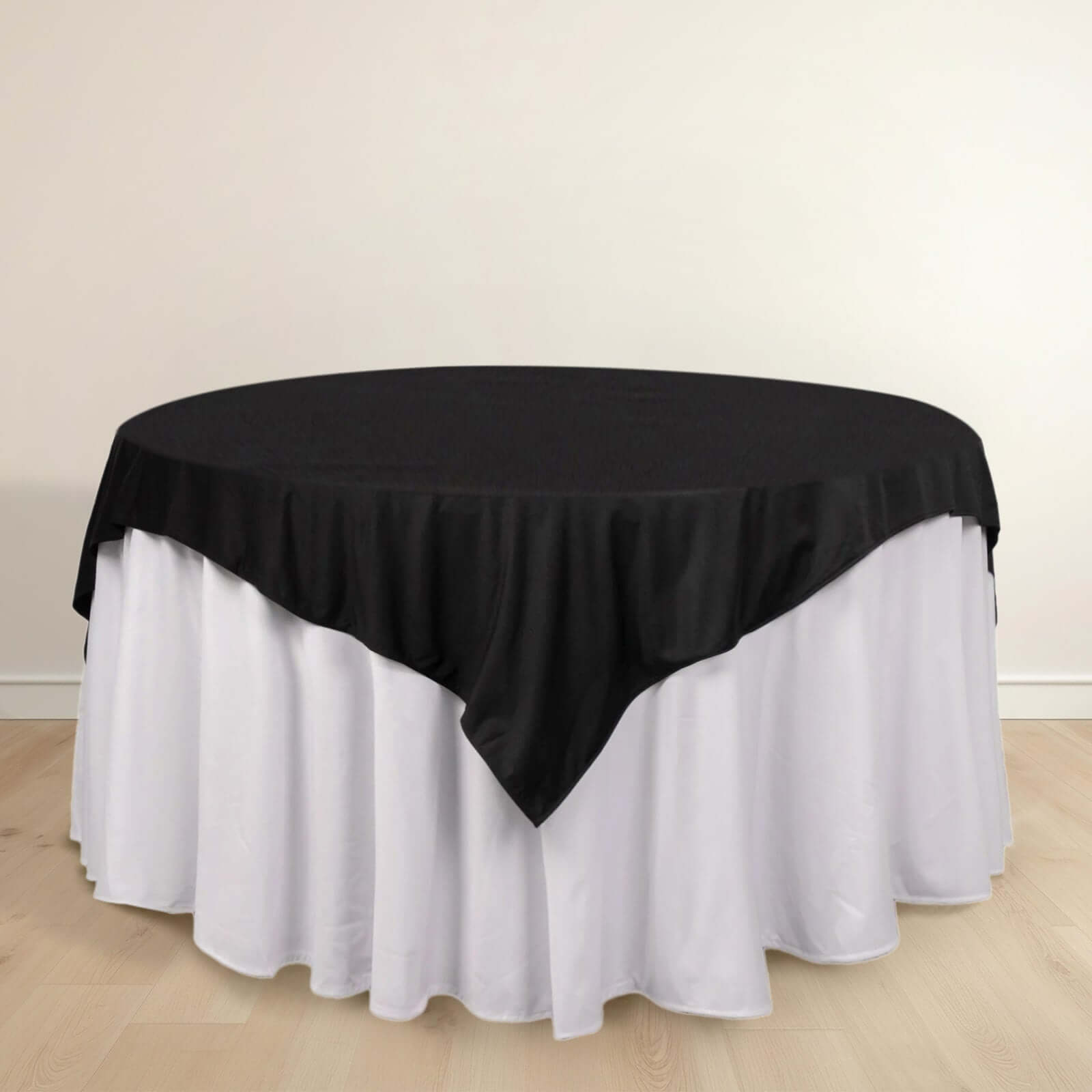 Premium Scuba 70x70 Table Overlay Square Tablecloth Black - Wrinkle Free & Stain Resistant Table Cover