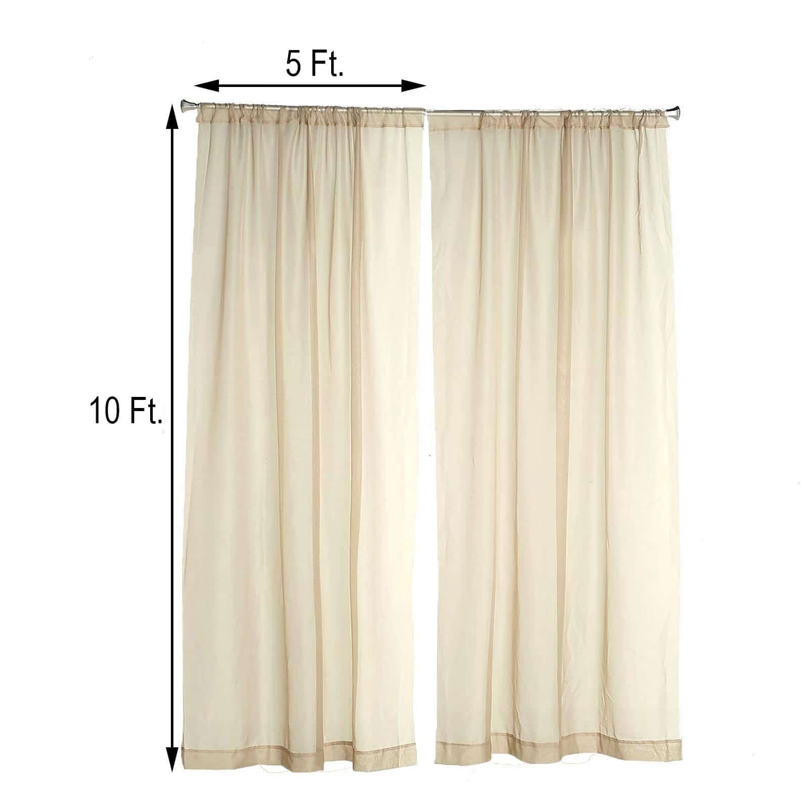 2 Pack Natural Sheer Chiffon Event Curtain Drapes, Durable Flame Resistant Premium Organza Backdrop Event Panels With Rod Pockets - 10ftx10ft